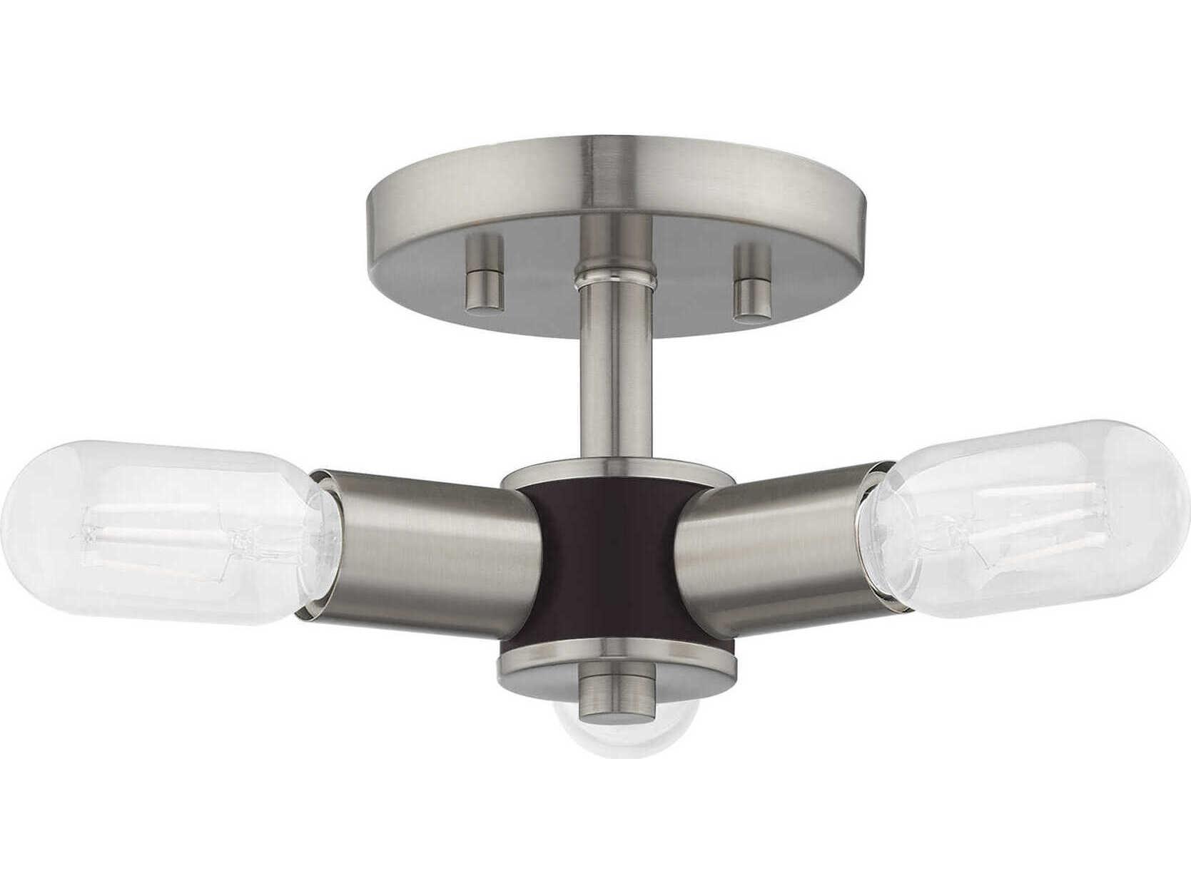 Livex Lighting Copenhagen 3-Light Brushed Nickel Semi Flush Mount