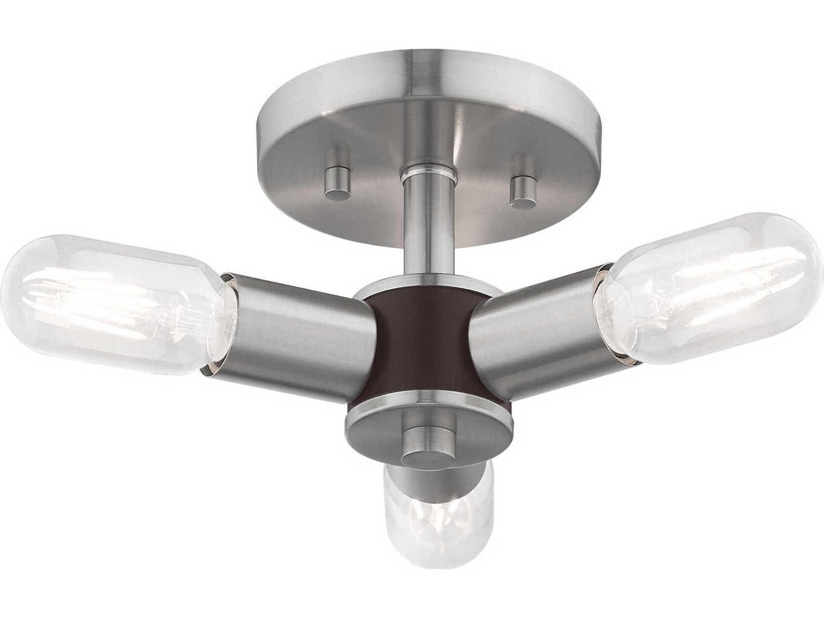 Livex Lighting Copenhagen 3-Light Brushed Nickel Semi Flush Mount