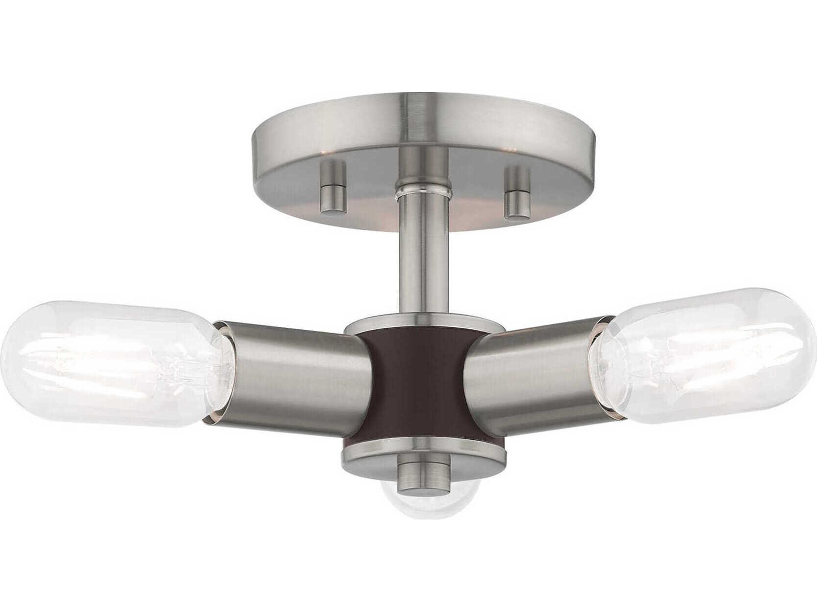 Livex Lighting Copenhagen 3-Light Brushed Nickel Semi Flush Mount