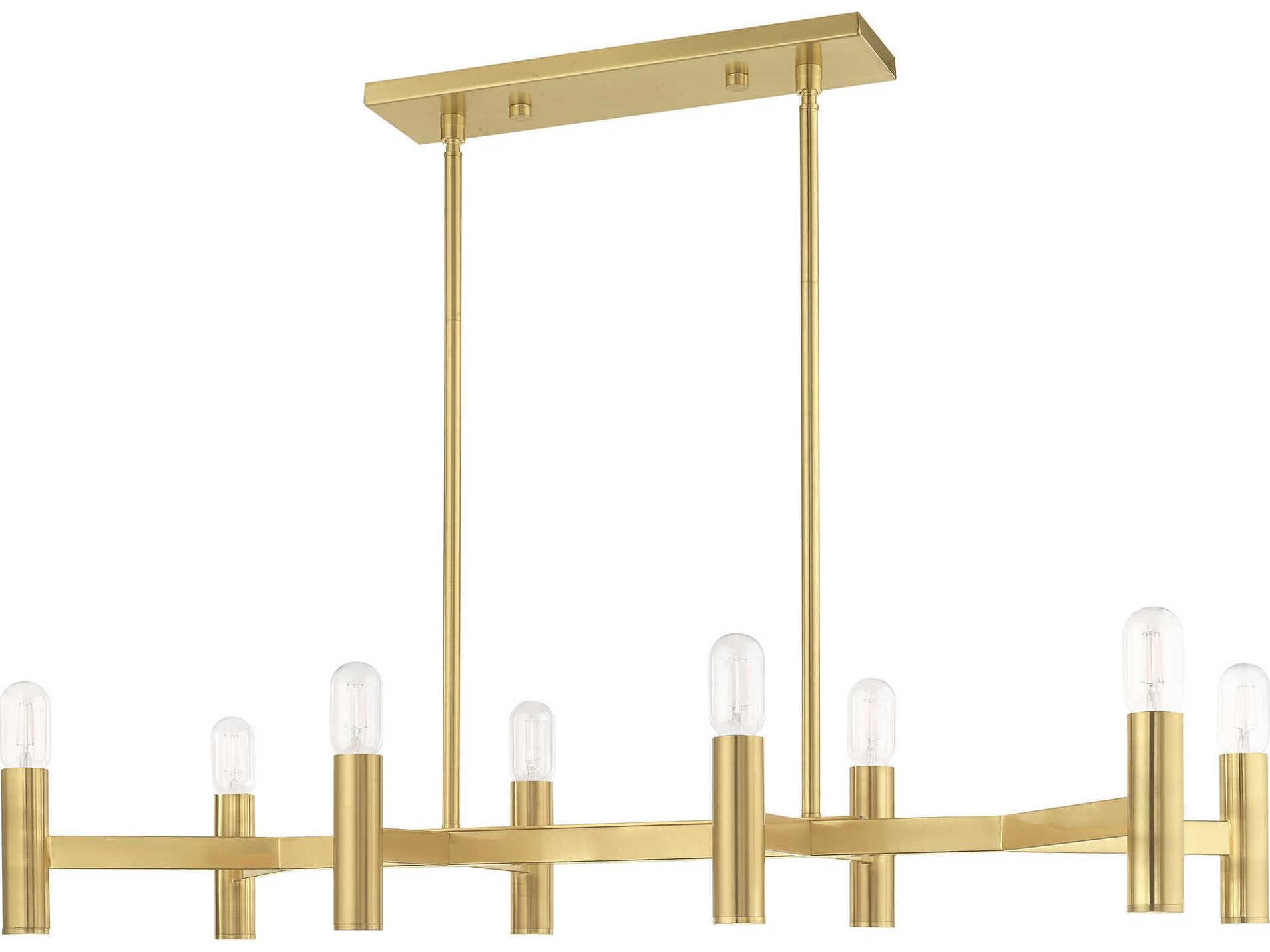 Livex Lighting Copenhagen 8-Light Satin Brass Linear Island Pendant