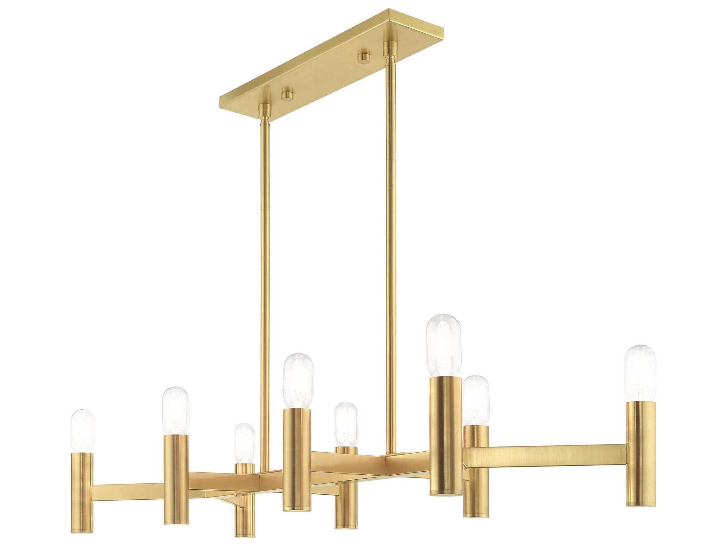 Livex Lighting Copenhagen 8-Light Satin Brass Linear Island Pendant