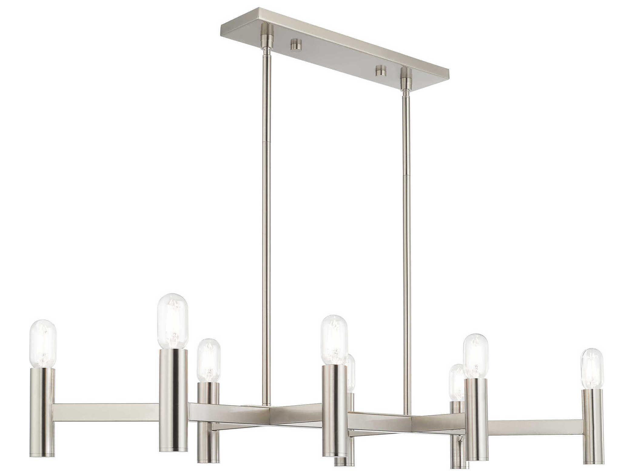 Livex Lighting Copenhagen 8-Light Brushed Nickel Linear Island Pendant