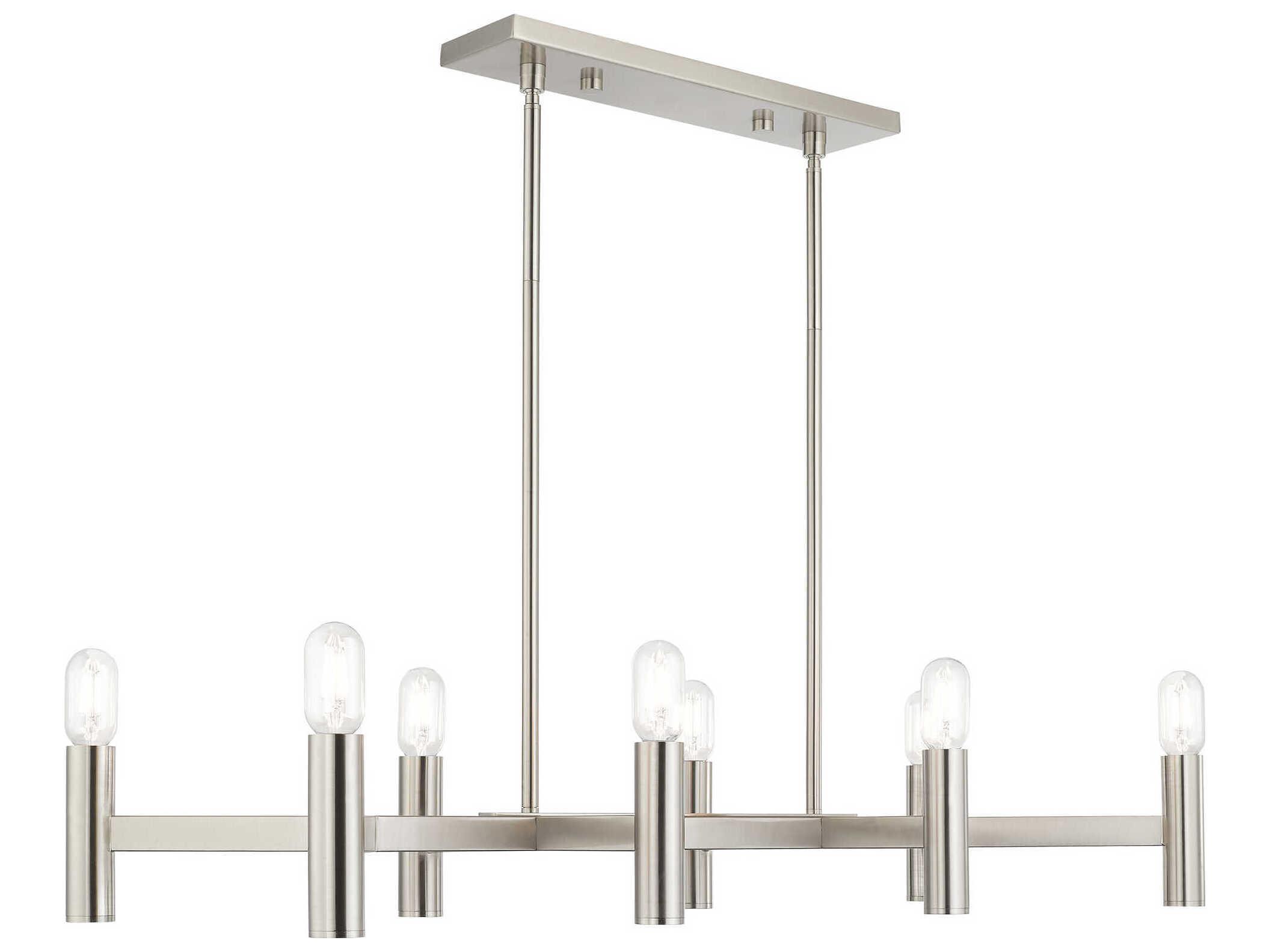 Livex Lighting Copenhagen 8-Light Brushed Nickel Linear Island Pendant