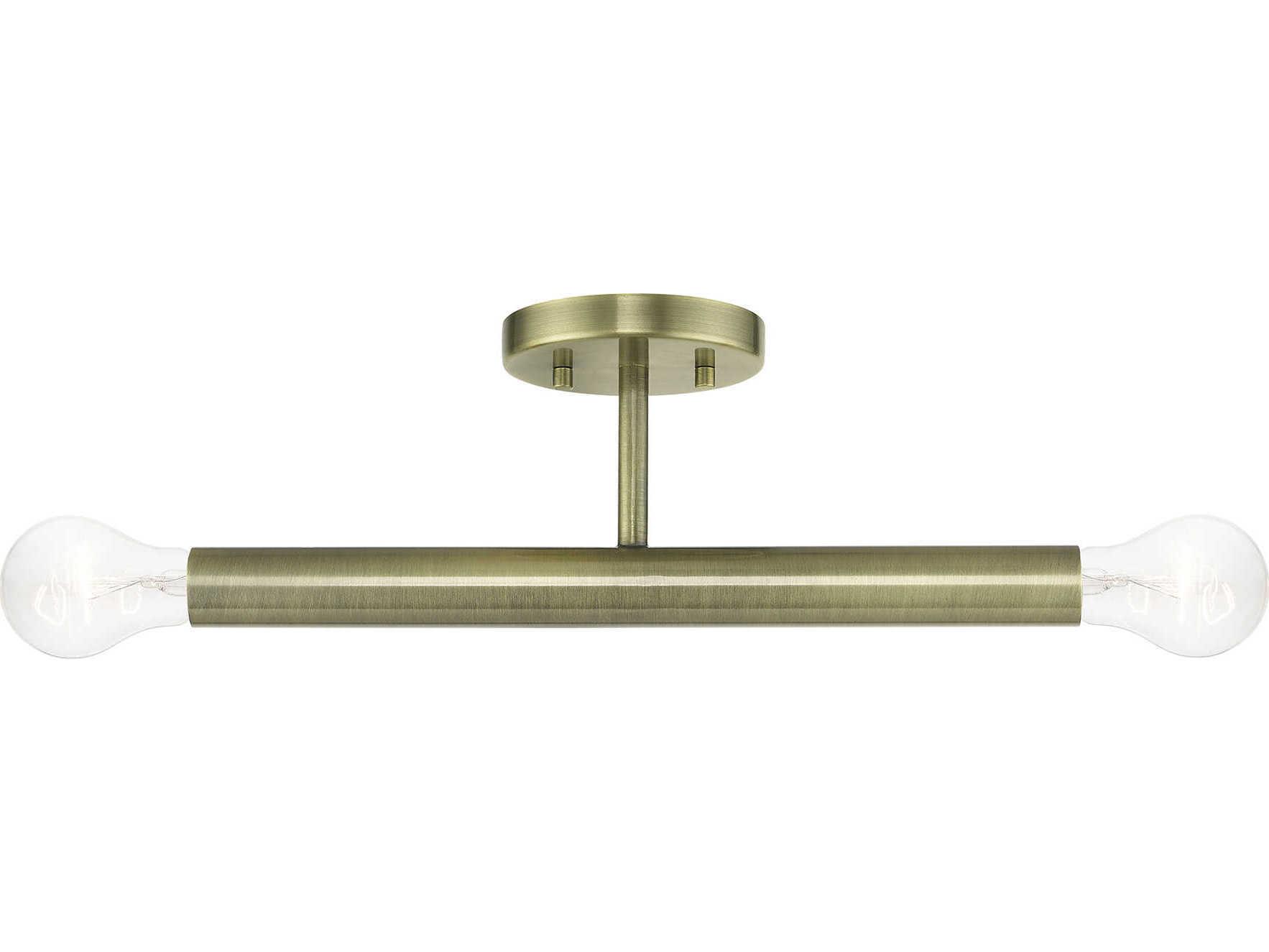 Livex Lighting Copenhagen 2-Light Antique Brass Semi Flush Mount