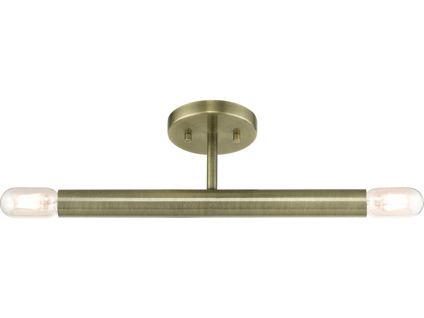 Livex Lighting Copenhagen 2-Light Antique Brass Semi Flush Mount