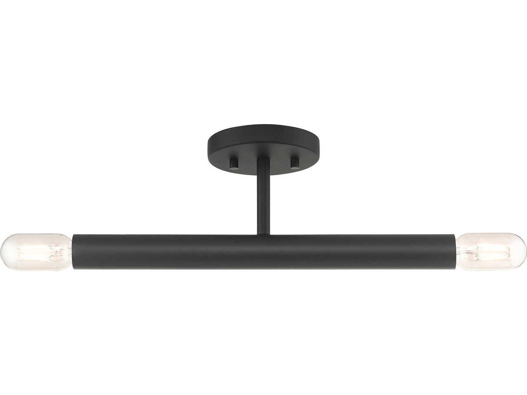 Livex Lighting Copenhagen 2-Light Black Semi Flush Mount