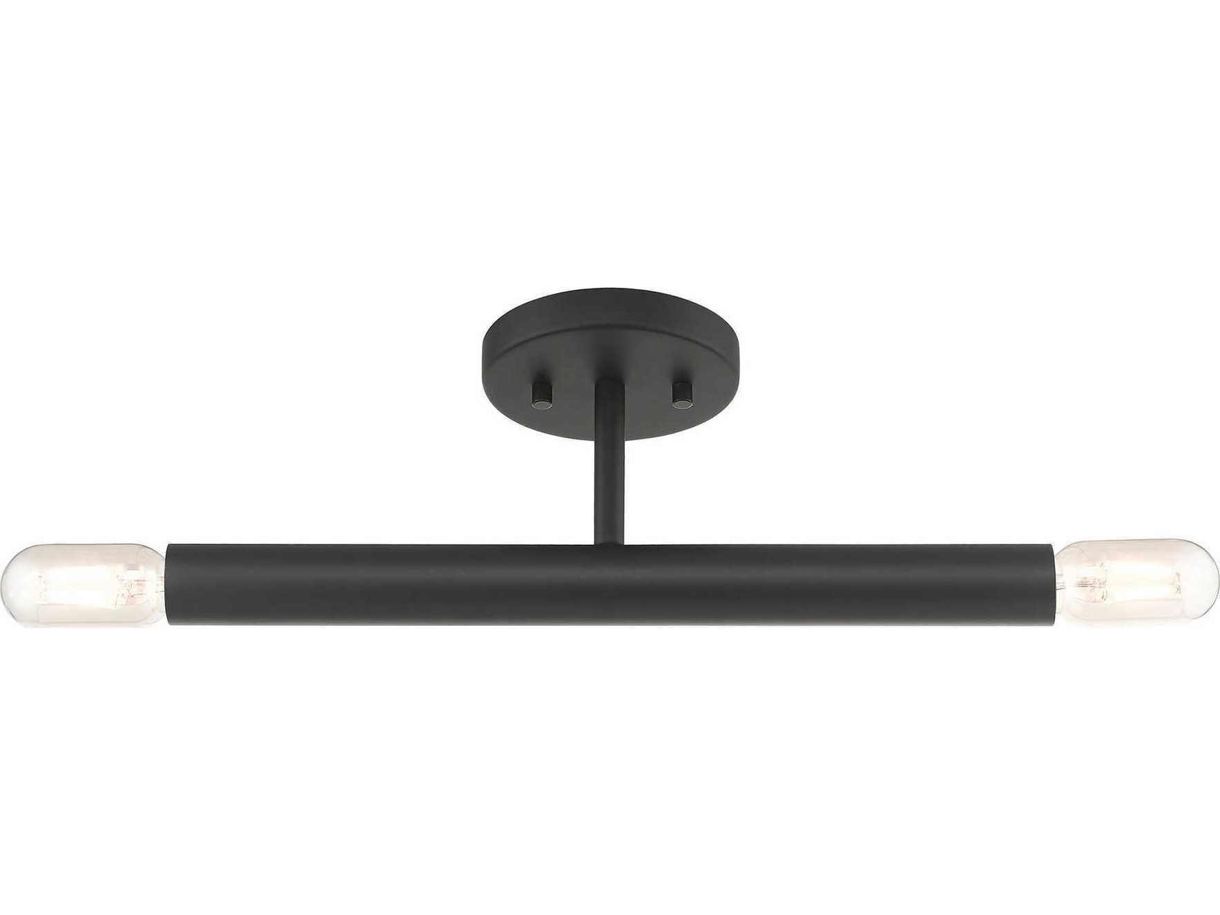 Livex Lighting Copenhagen 2-Light Black Semi Flush Mount