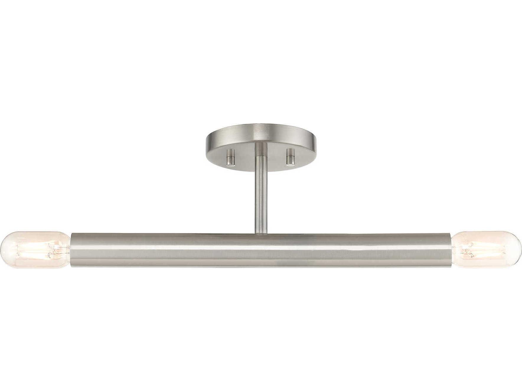 Livex Lighting Copenhagen 2-Light Brushed Nickel Semi Flush Mount