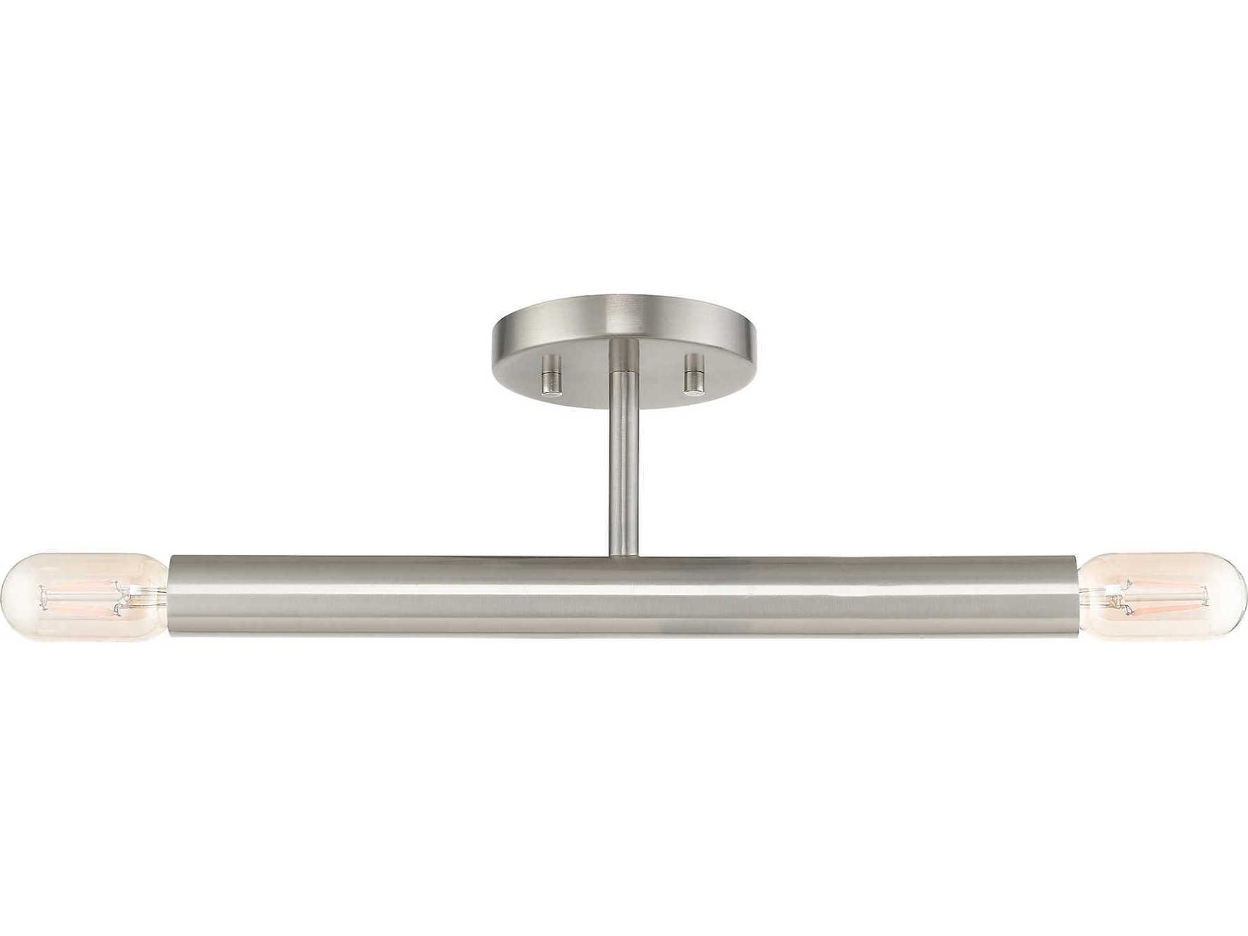 Livex Lighting Copenhagen 2-Light Brushed Nickel Semi Flush Mount