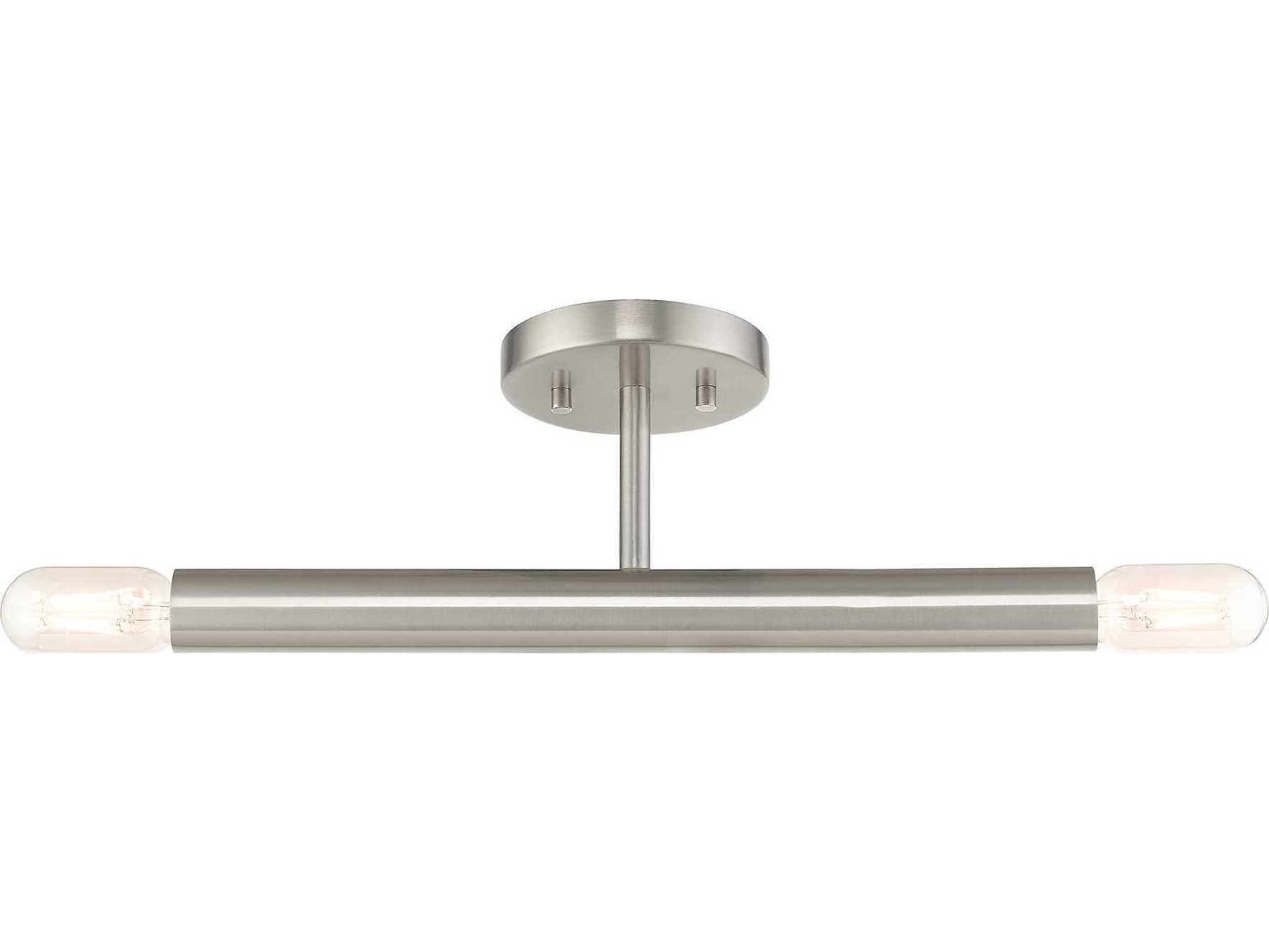 Livex Lighting Copenhagen 2-Light Brushed Nickel Semi Flush Mount