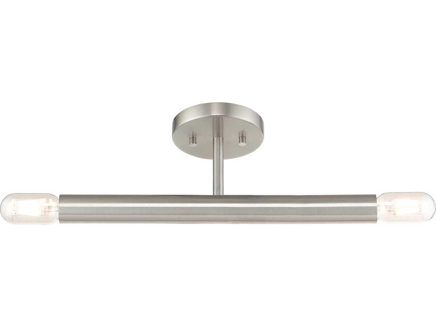 Livex Lighting Copenhagen 2-Light Brushed Nickel Semi Flush Mount