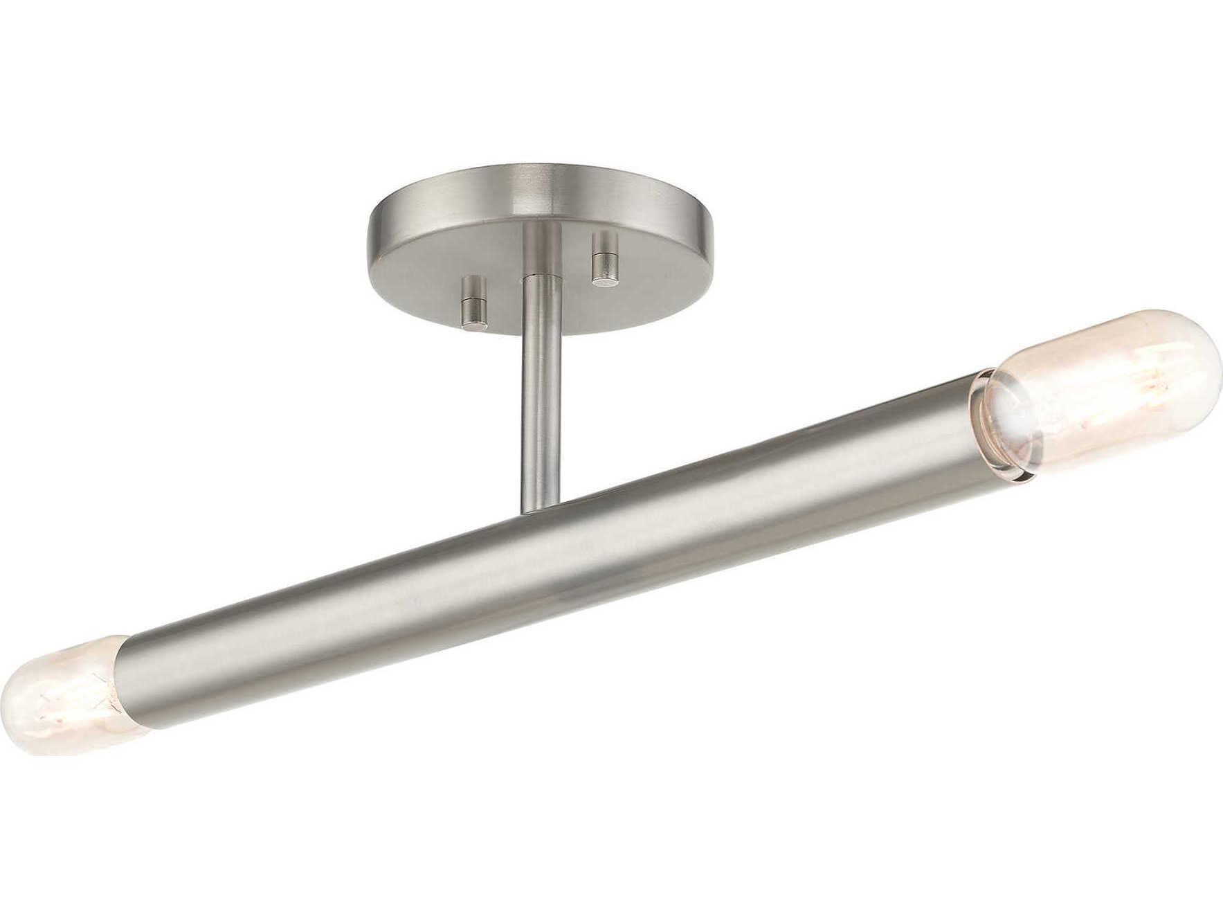 Livex Lighting Copenhagen 2-Light Brushed Nickel Semi Flush Mount