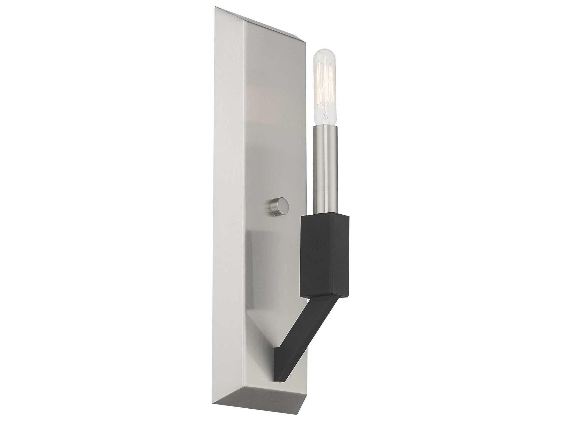 Livex Lighting Beckett 1-Light Brushed Nickel Black Brass Wall Sconce