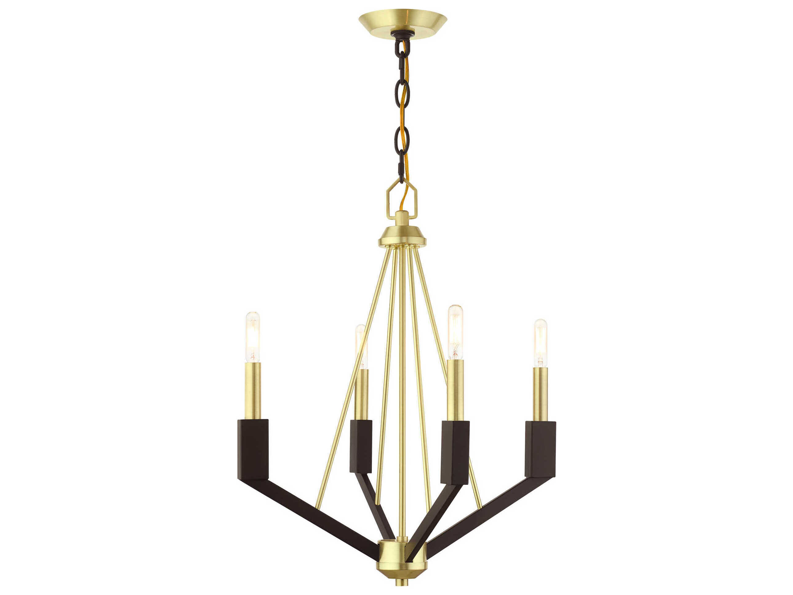 Livex Lighting Beckett 4-Light Satin Brass Candelabra Chandelier
