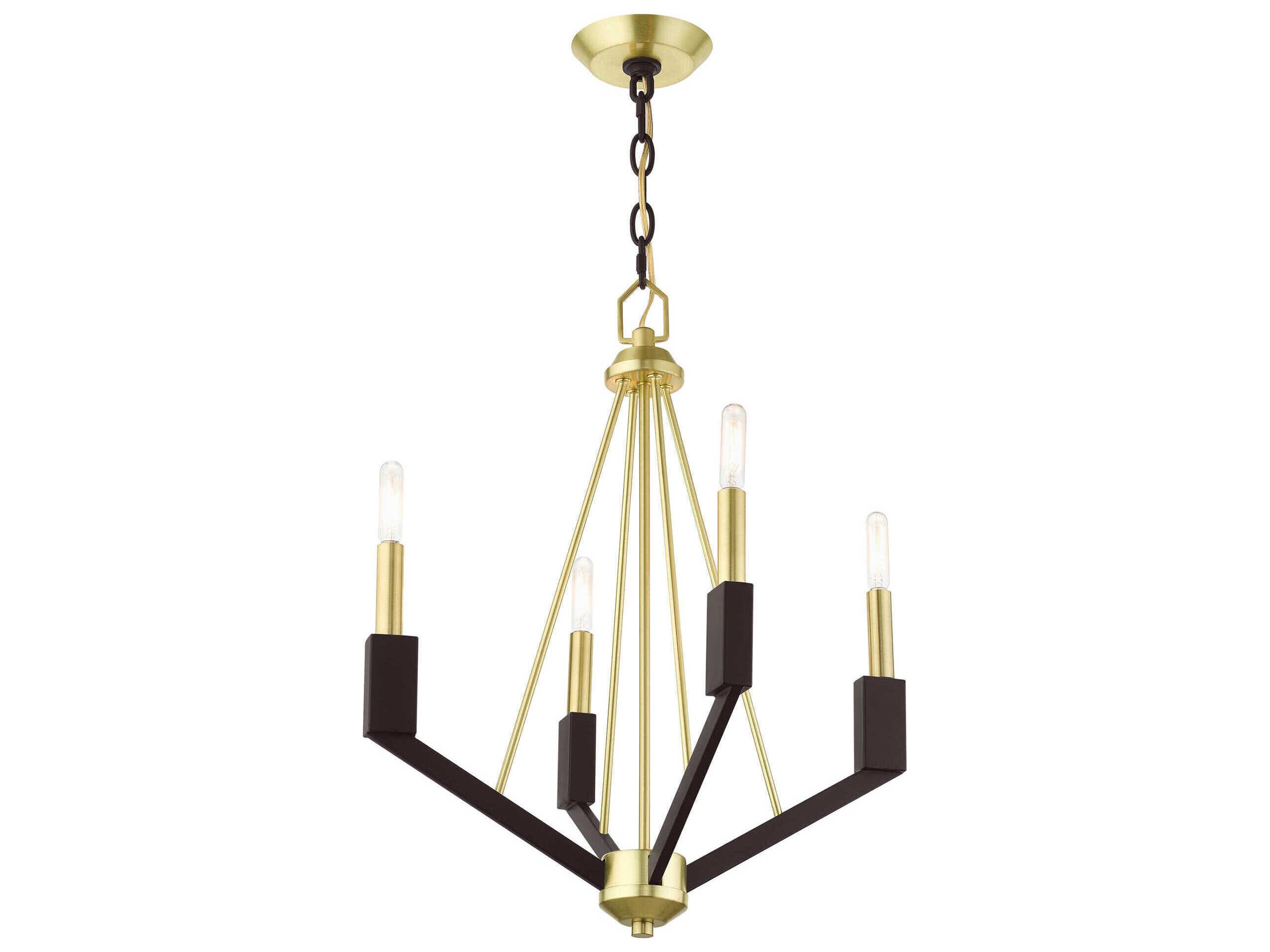 Livex Lighting Beckett 4-Light Satin Brass Candelabra Chandelier
