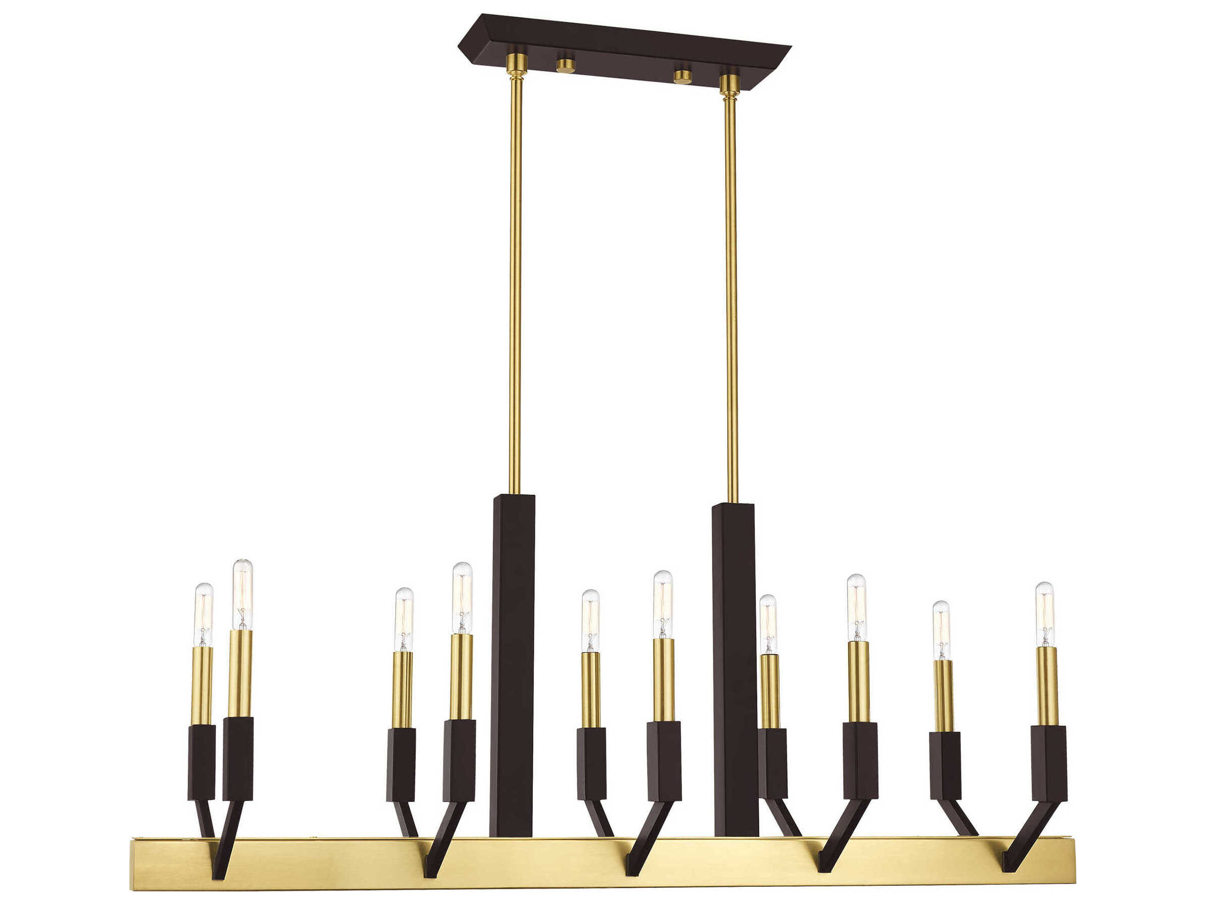 Livex Lighting Beckett 10-Light Satin Brass Bronze Linear Island Pendant
