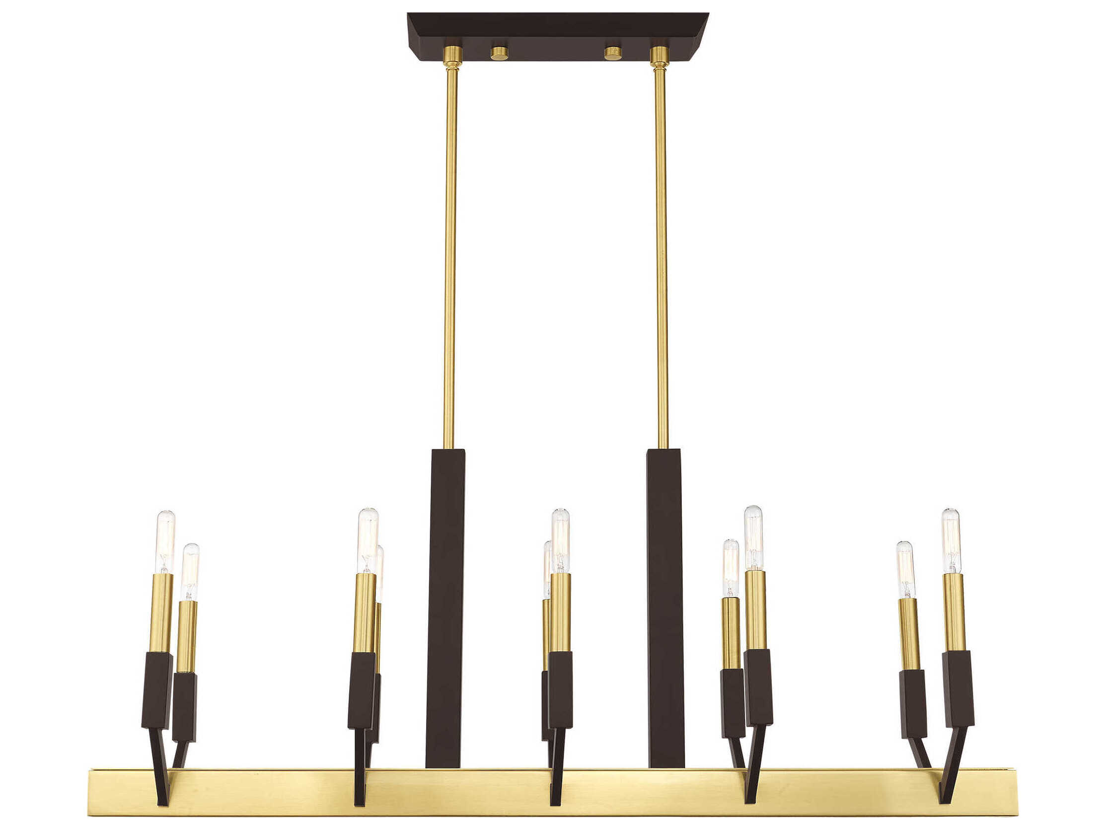 Livex Lighting Beckett 10-Light Satin Brass Bronze Linear Island Pendant
