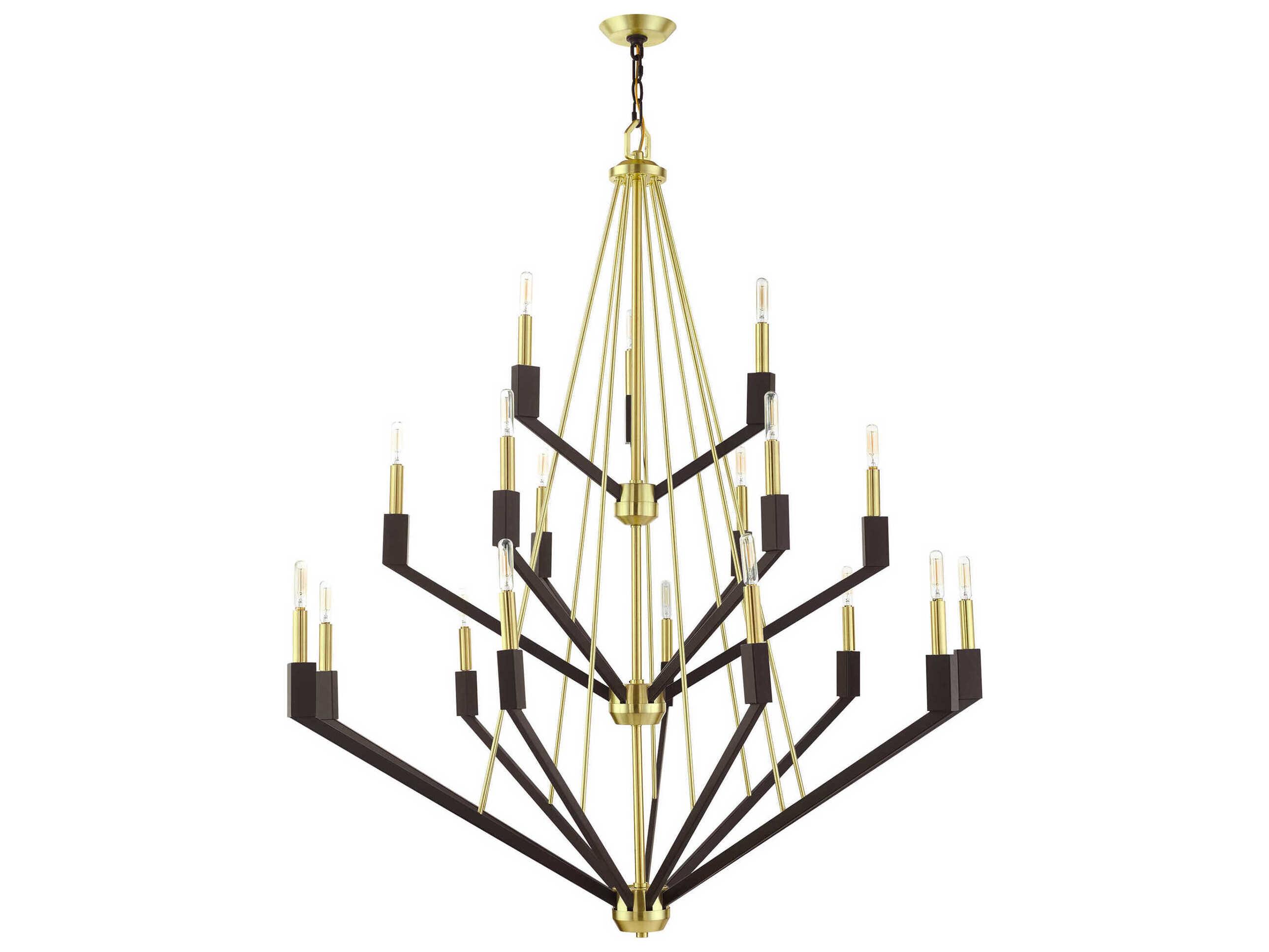 Livex Lighting Beckett 18-Light8-Light Satin Brass Candelabra Tiered Chandelier