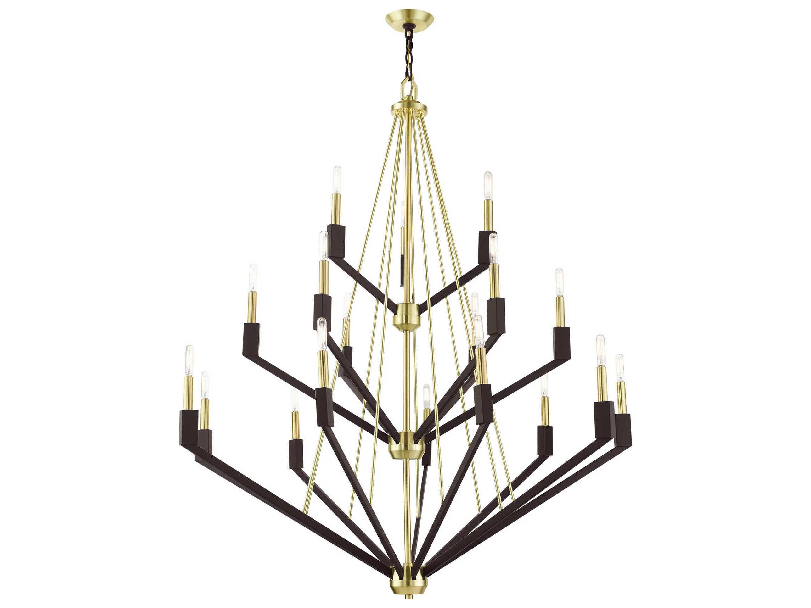 Livex Lighting Beckett 18-Light8-Light Satin Brass Candelabra Tiered Chandelier