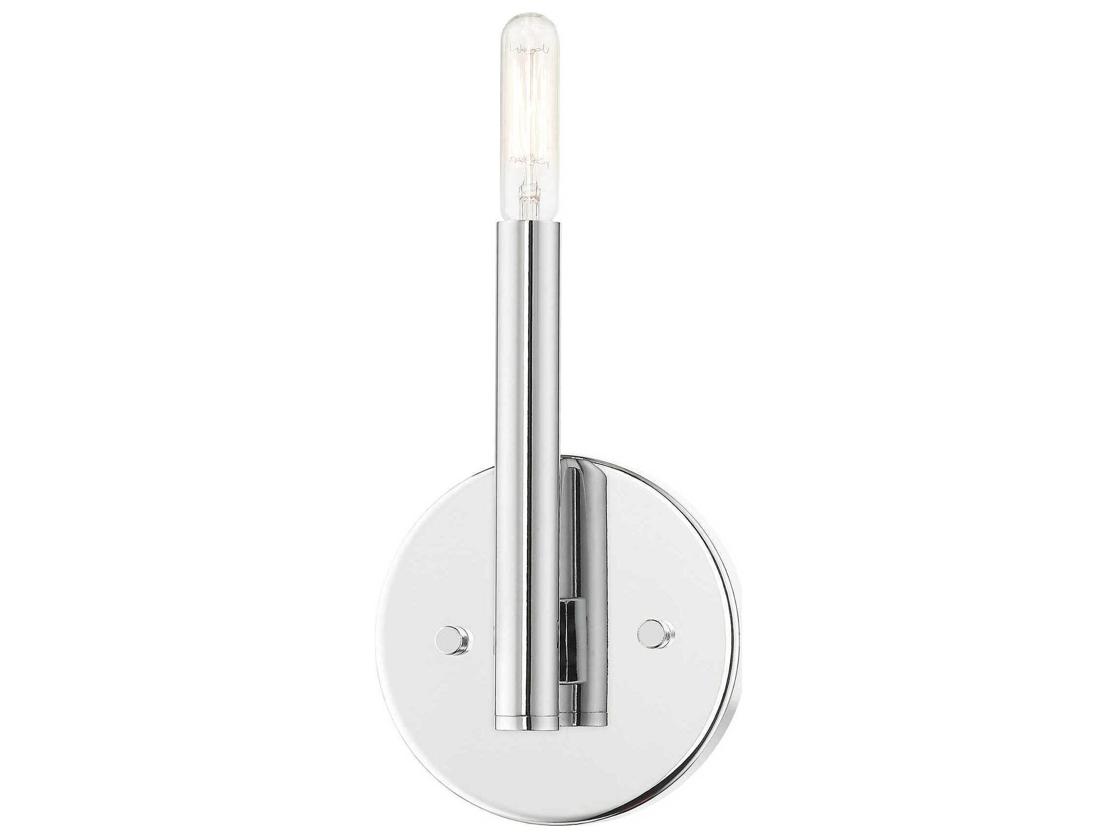 Livex Lighting Copenhagen 1-Light Polished Chrome Black Wall Sconce