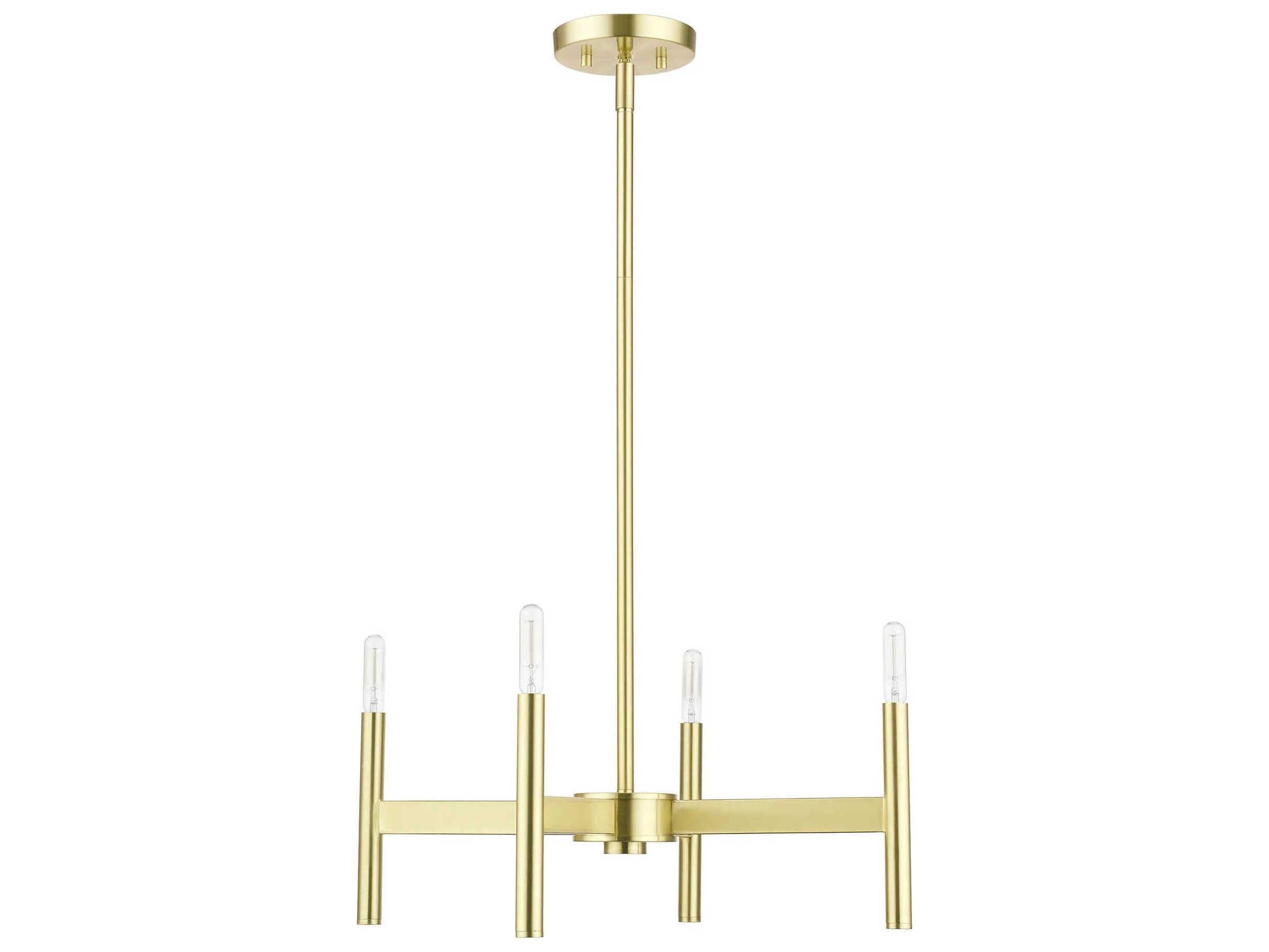 Livex Lighting Copenhagen 4-Light Satin Brass Candelabra Chandelier