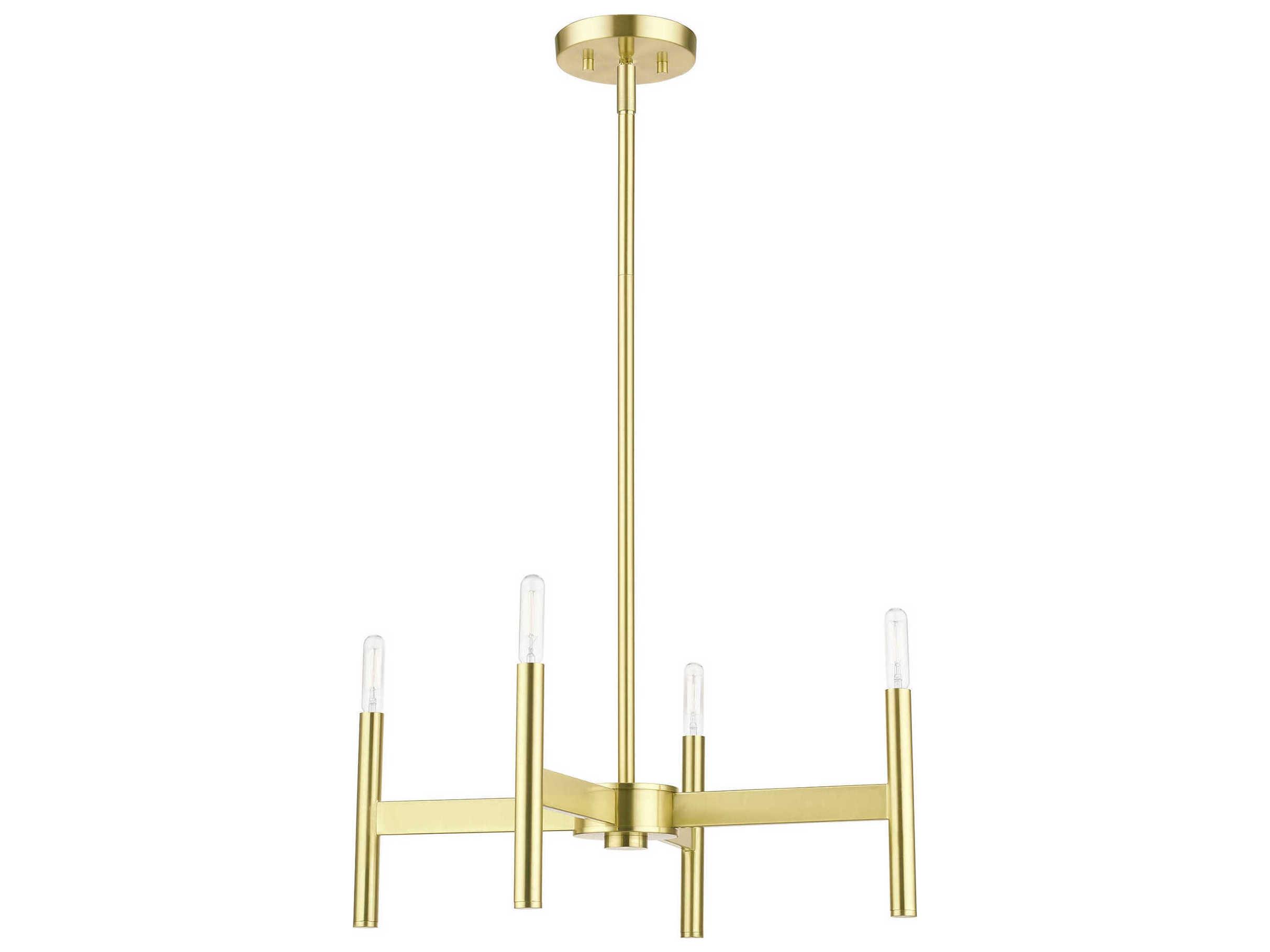 Livex Lighting Copenhagen 4-Light Satin Brass Candelabra Chandelier