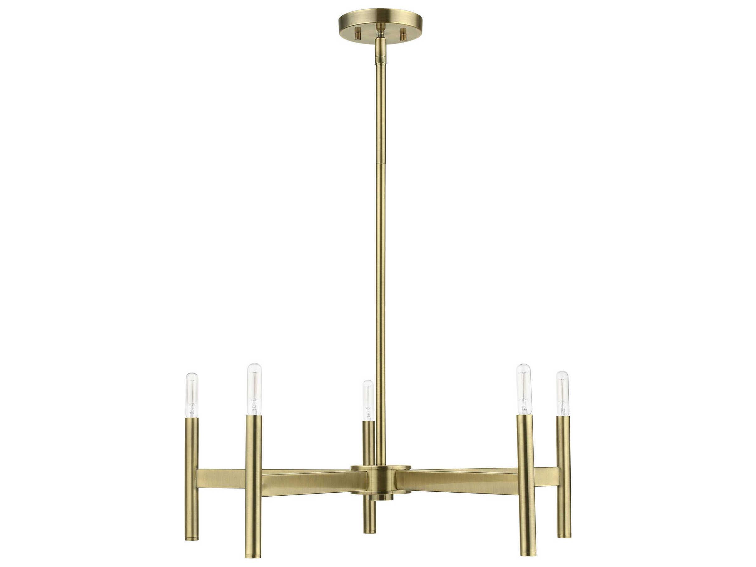 Livex Lighting Copenhagen 5-Light Antique Brass Candelabra Chandelier