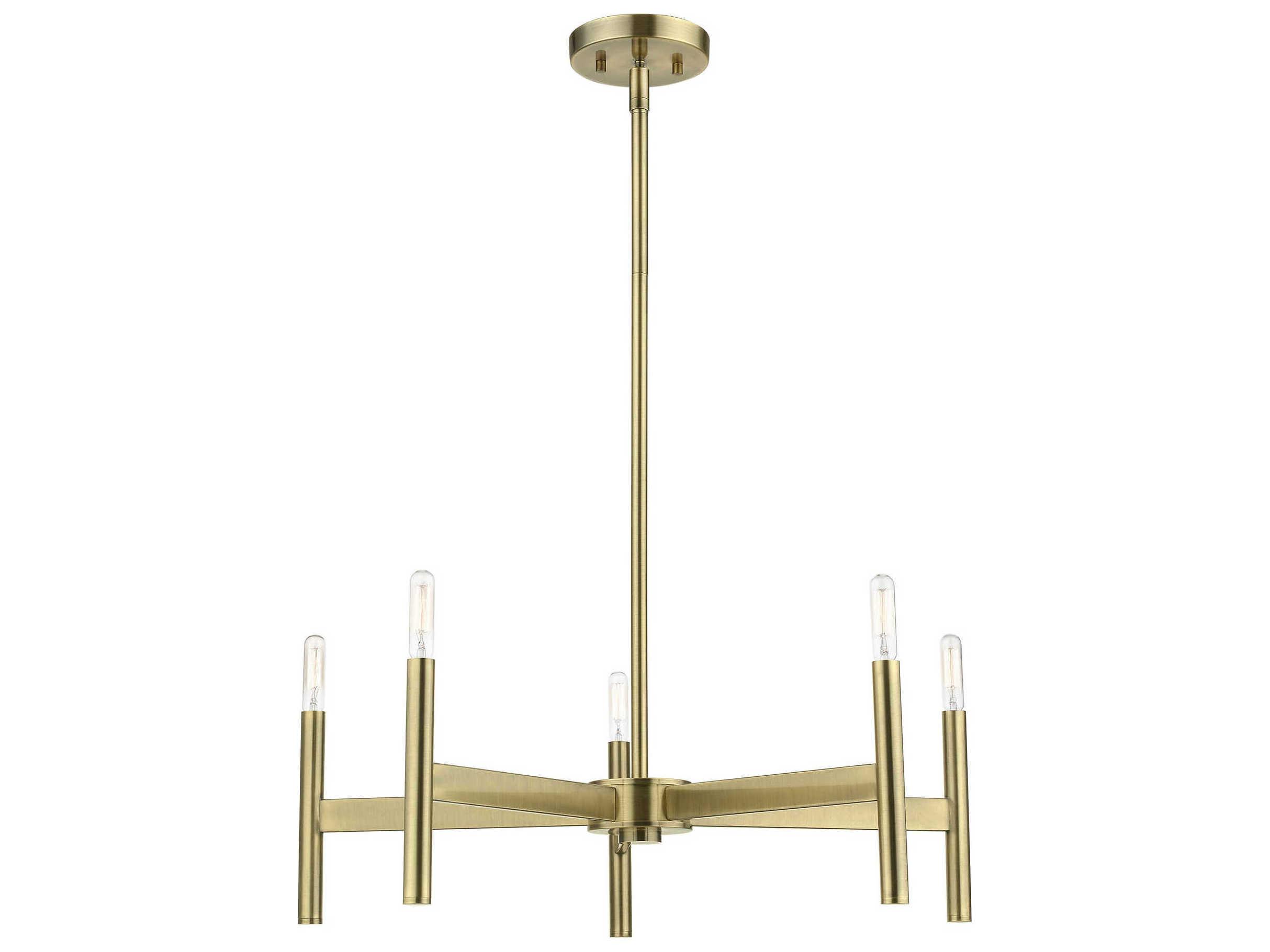Livex Lighting Copenhagen 5-Light Antique Brass Candelabra Chandelier