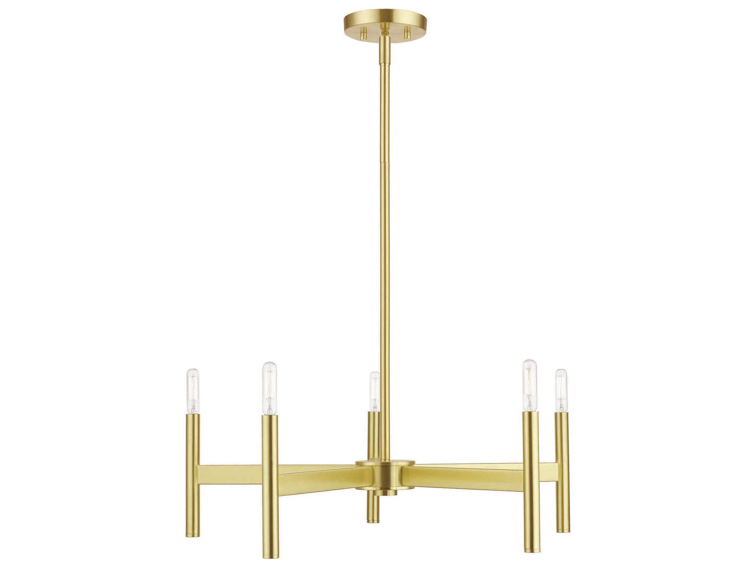 Livex Lighting Copenhagen 5-Light Satin Brass Candelabra Chandelier