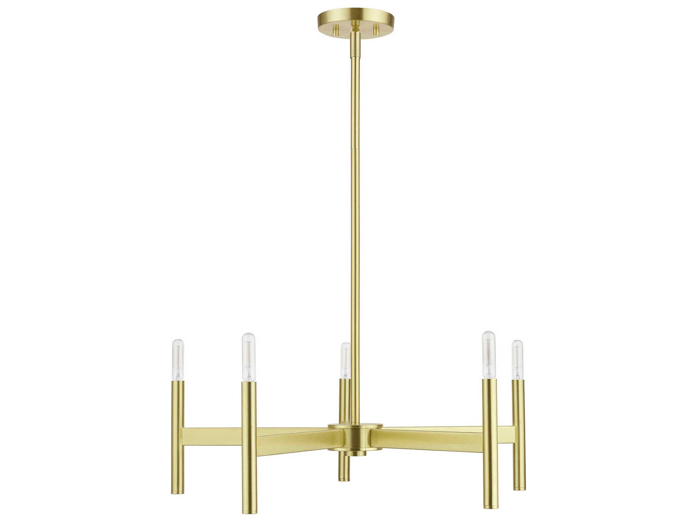 Livex Lighting Copenhagen 5-Light Satin Brass Candelabra Chandelier