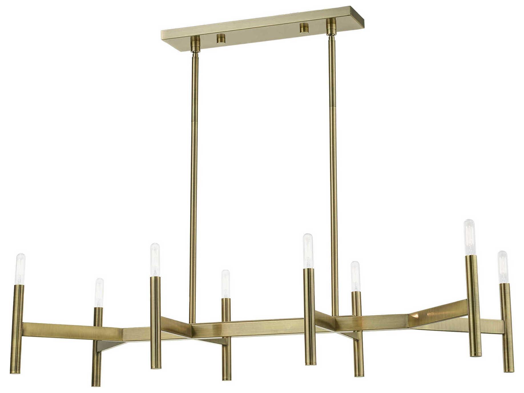 Livex Lighting Copenhagen 8-Light Antique Brass Linear Island Pendant