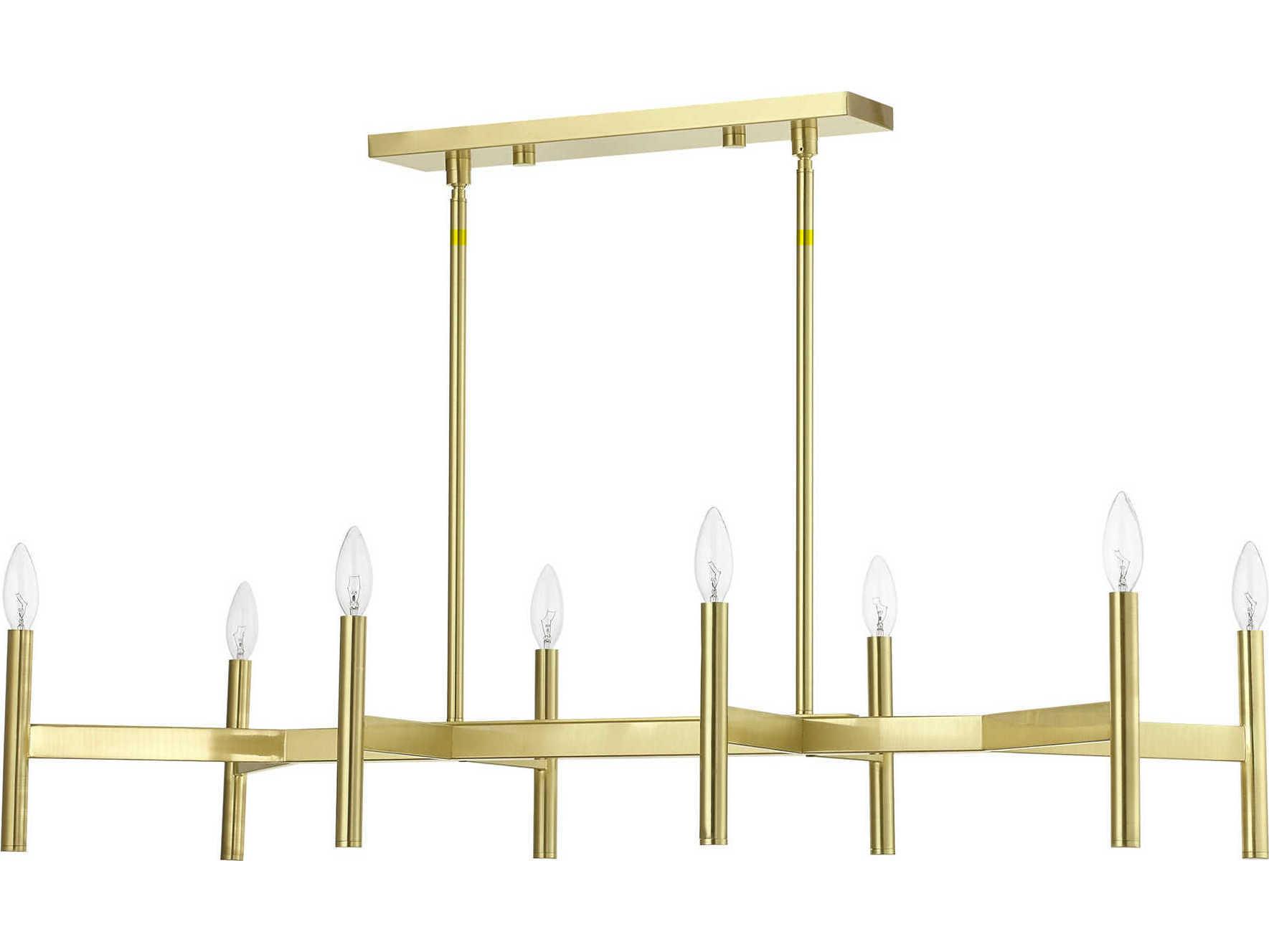 Livex Lighting Copenhagen 8-Light Satin Brass Linear Island Pendant