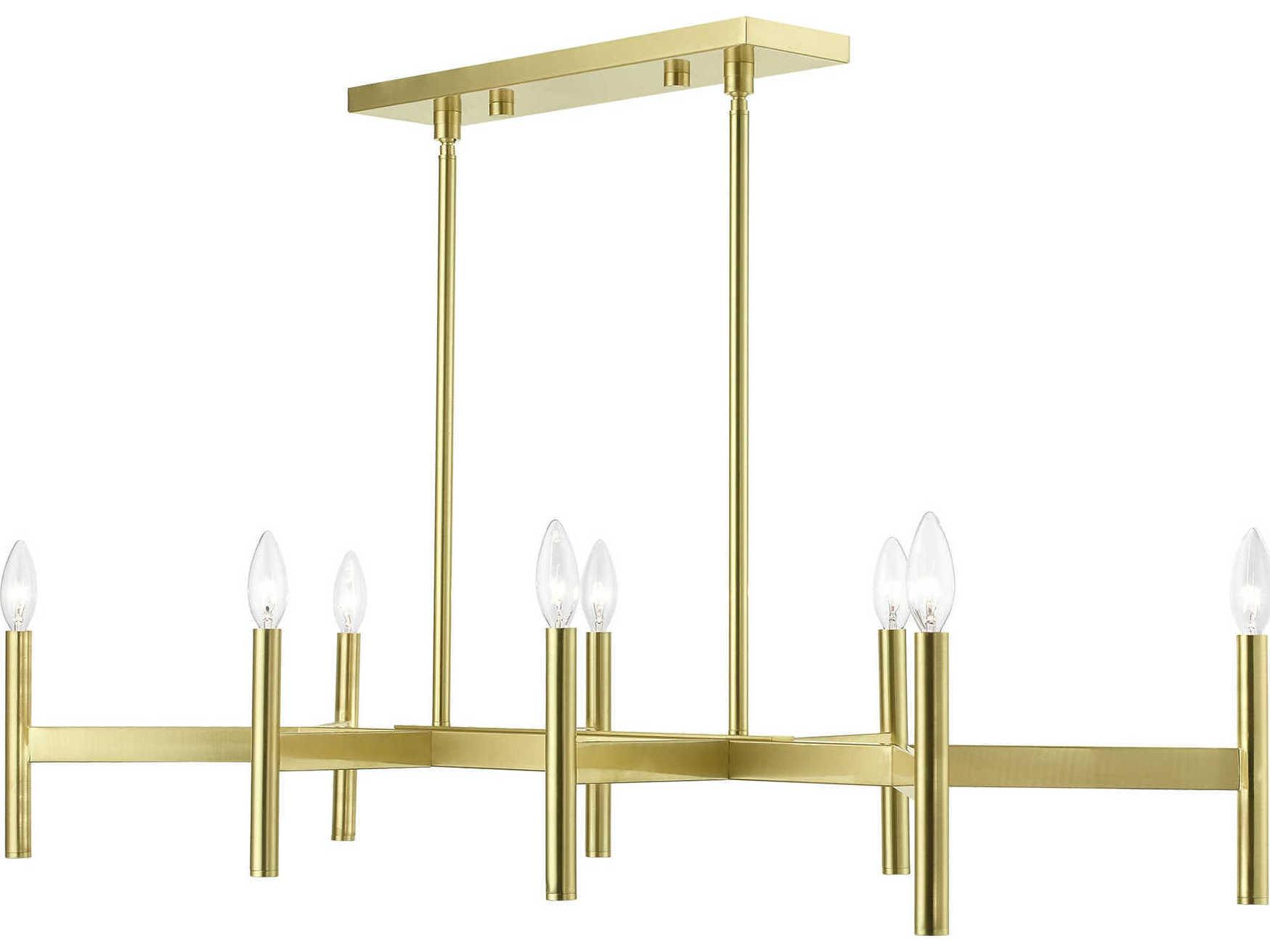 Livex Lighting Copenhagen 8-Light Satin Brass Linear Island Pendant