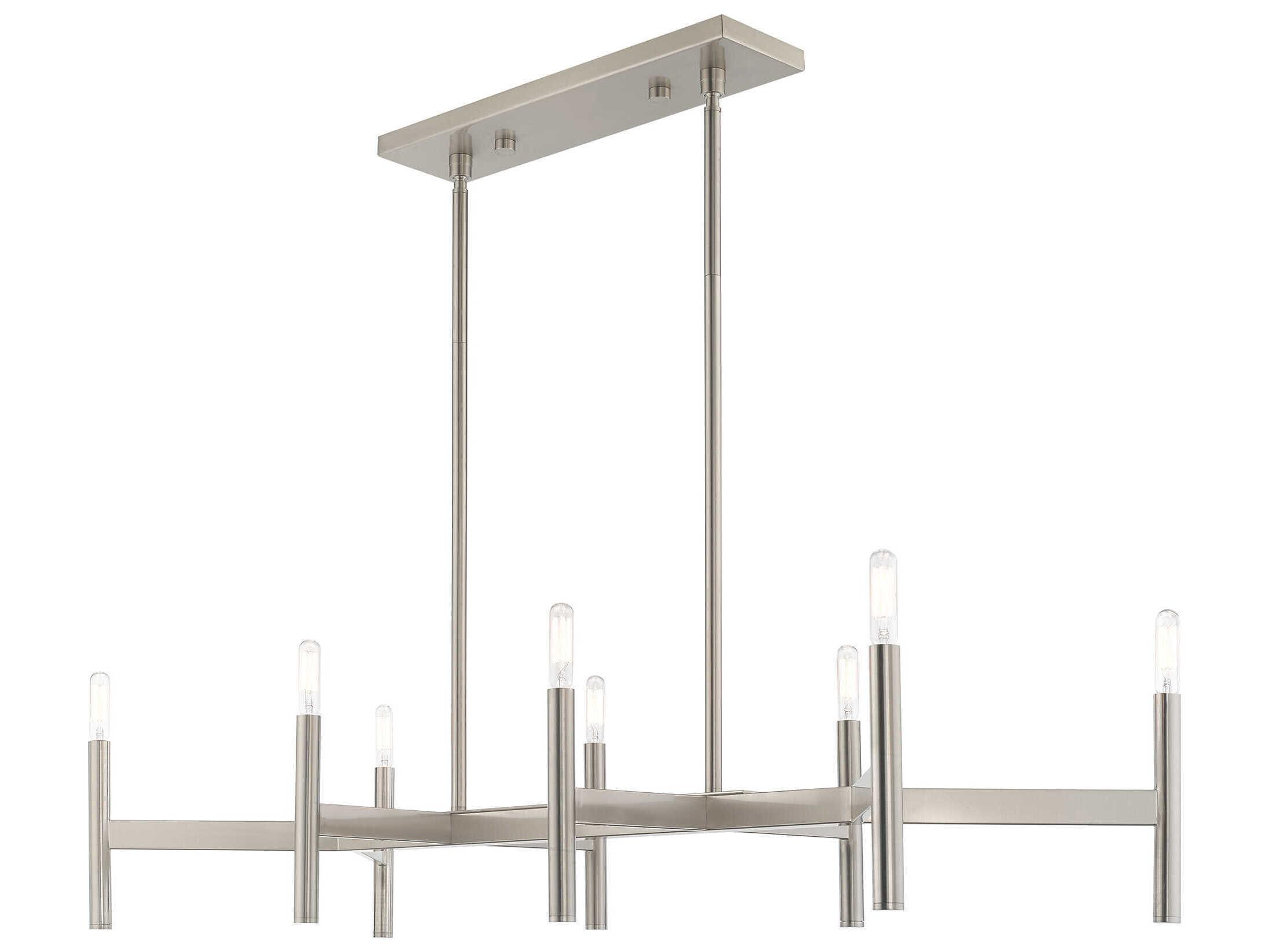 Livex Lighting Copenhagen 8-Light Brushed Nickel Linear Island Pendant