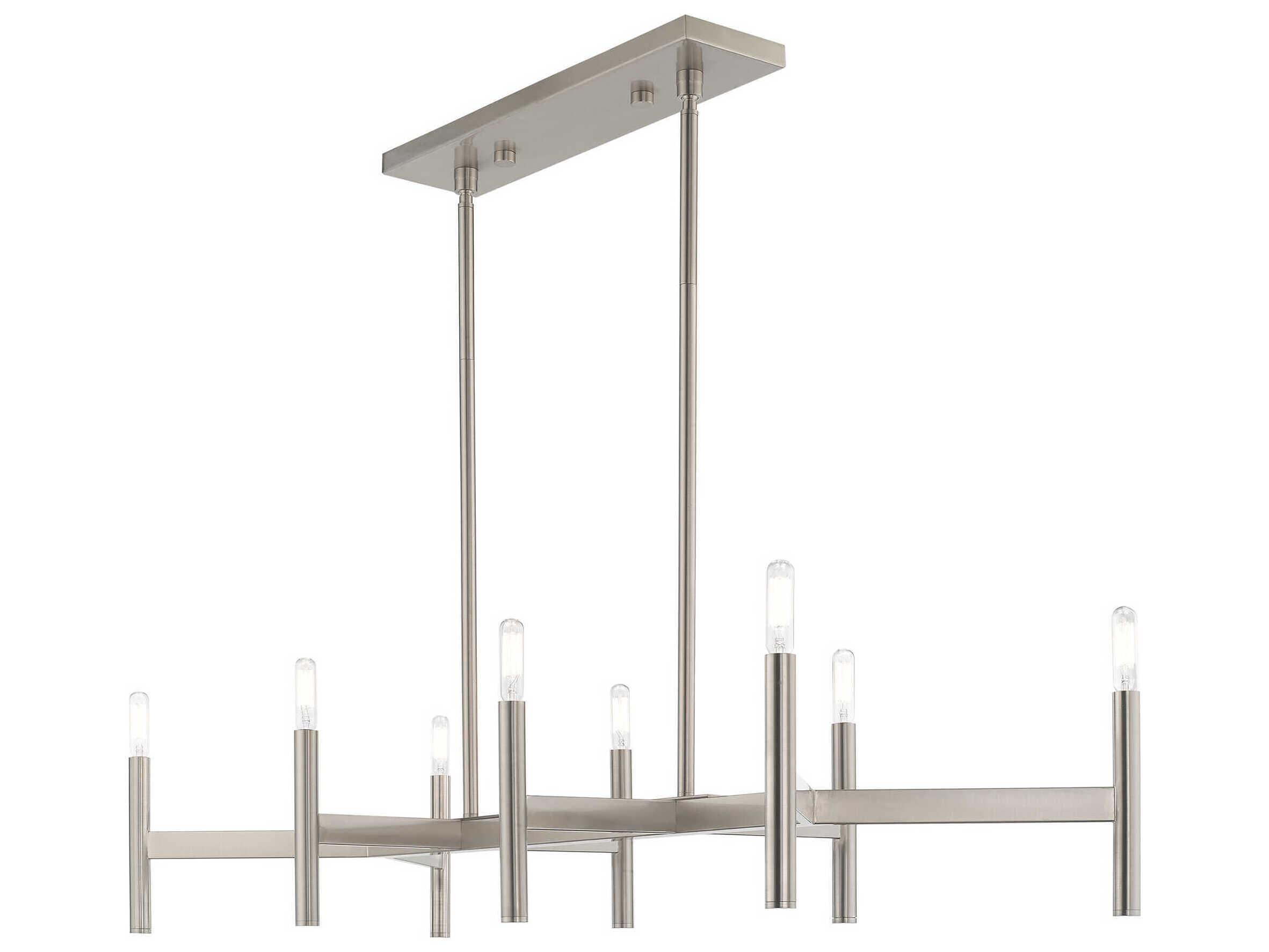 Livex Lighting Copenhagen 8-Light Brushed Nickel Linear Island Pendant