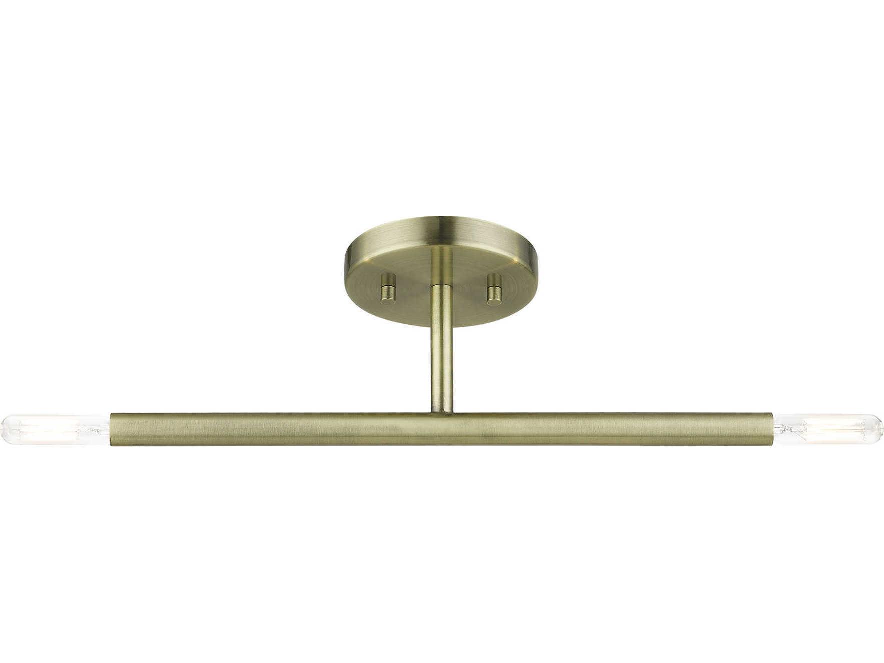 Livex Lighting Copenhagen 2-Light Antique Brass Semi Flush Mount