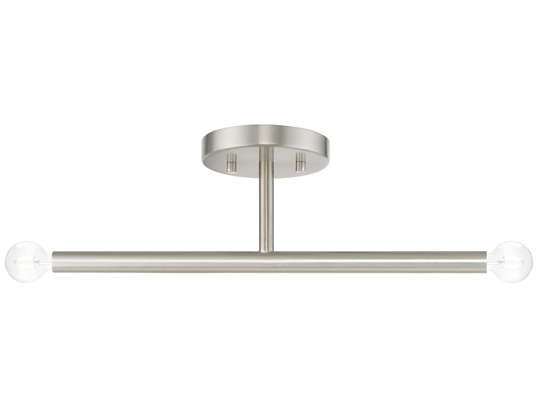 Livex Lighting Copenhagen 2-Light Brushed Nickel Semi Flush Mount