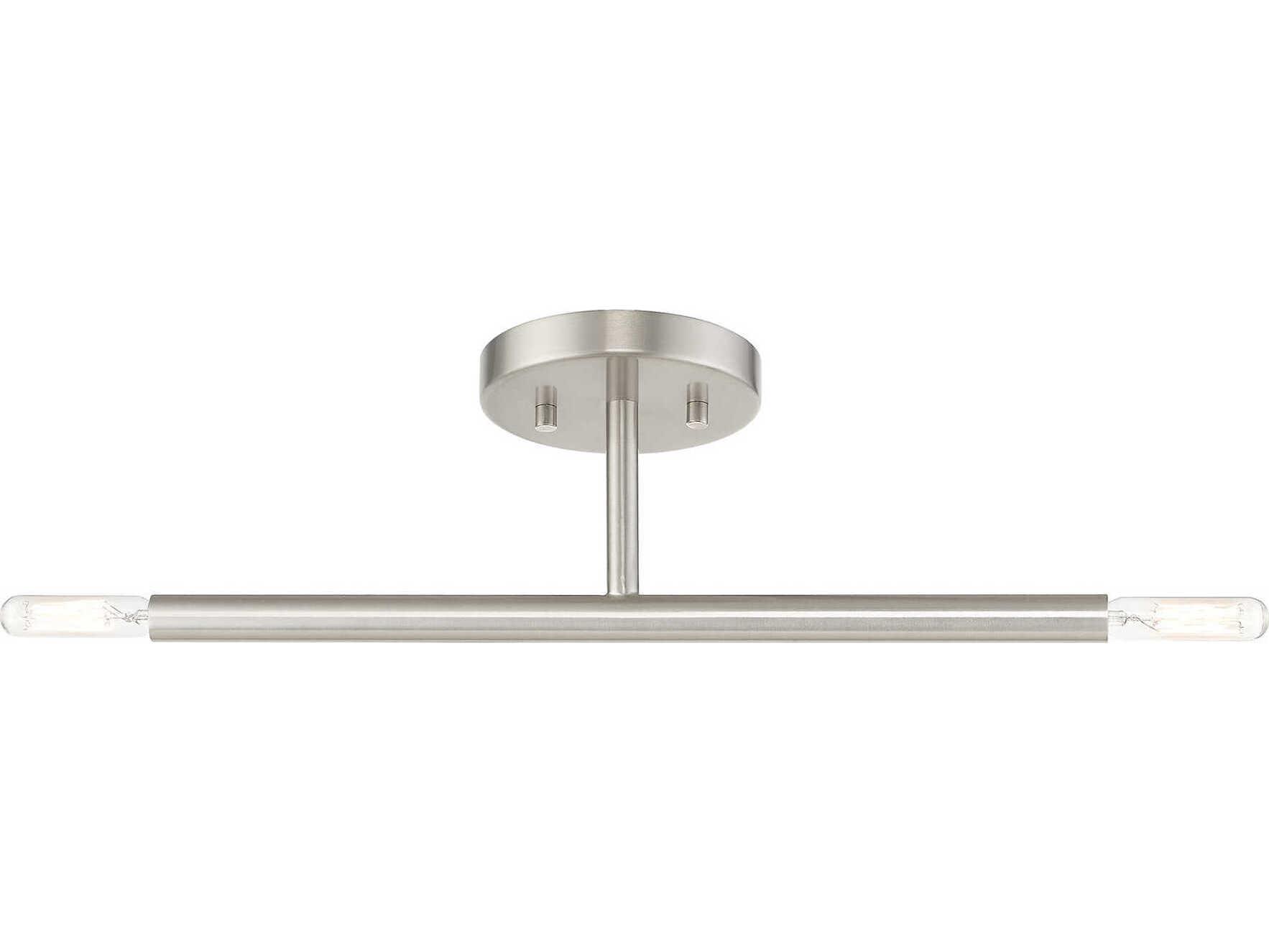 Livex Lighting Copenhagen 2-Light Brushed Nickel Semi Flush Mount