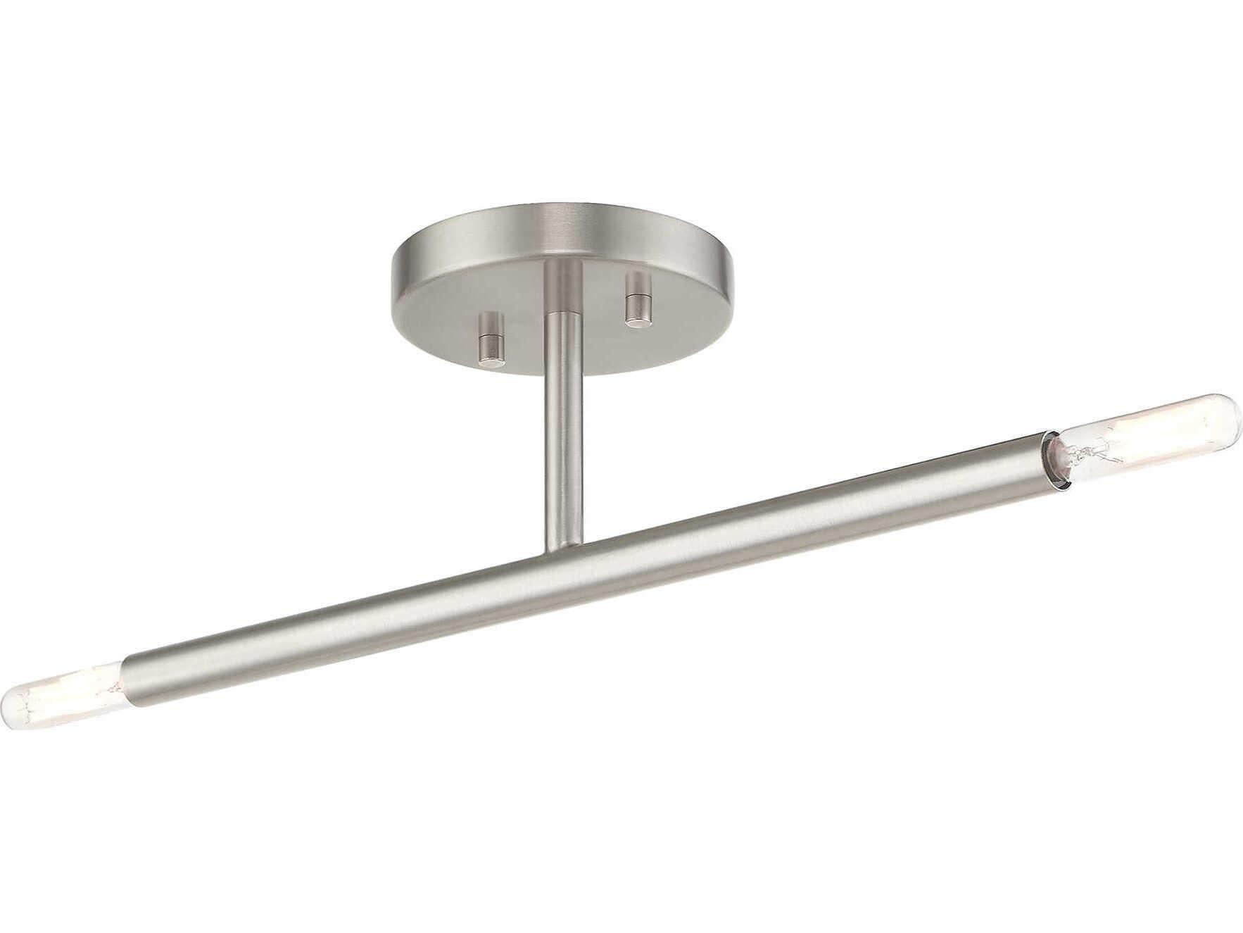 Livex Lighting Copenhagen 2-Light Brushed Nickel Semi Flush Mount