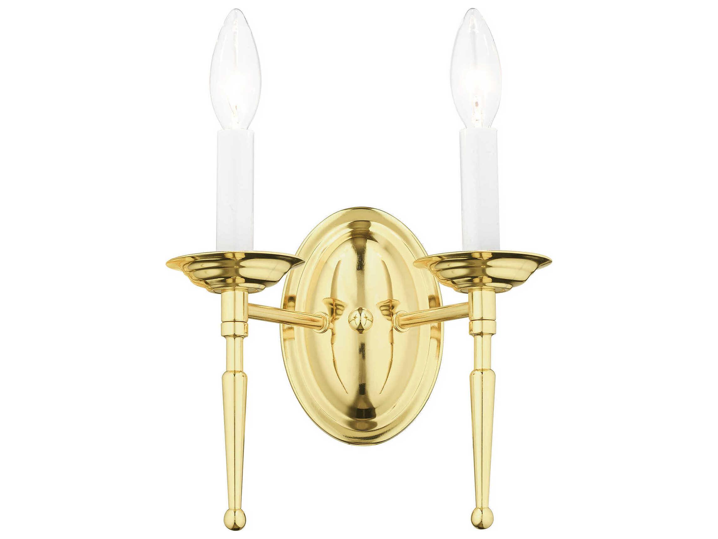 Livex Lighting Williamsburgh 2-Light Polished Brass Wall Sconce