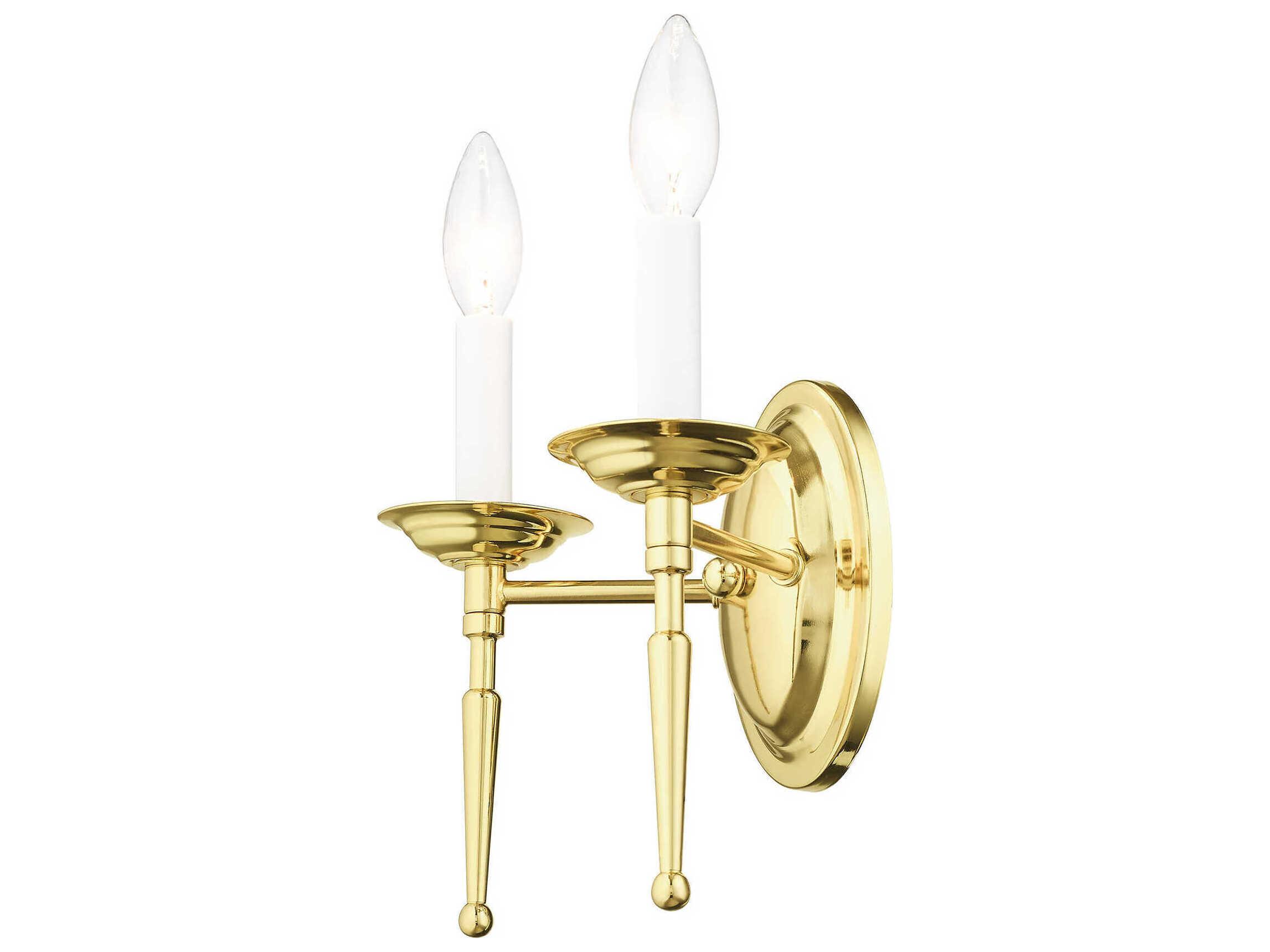 Livex Lighting Williamsburgh 2-Light Polished Brass Wall Sconce