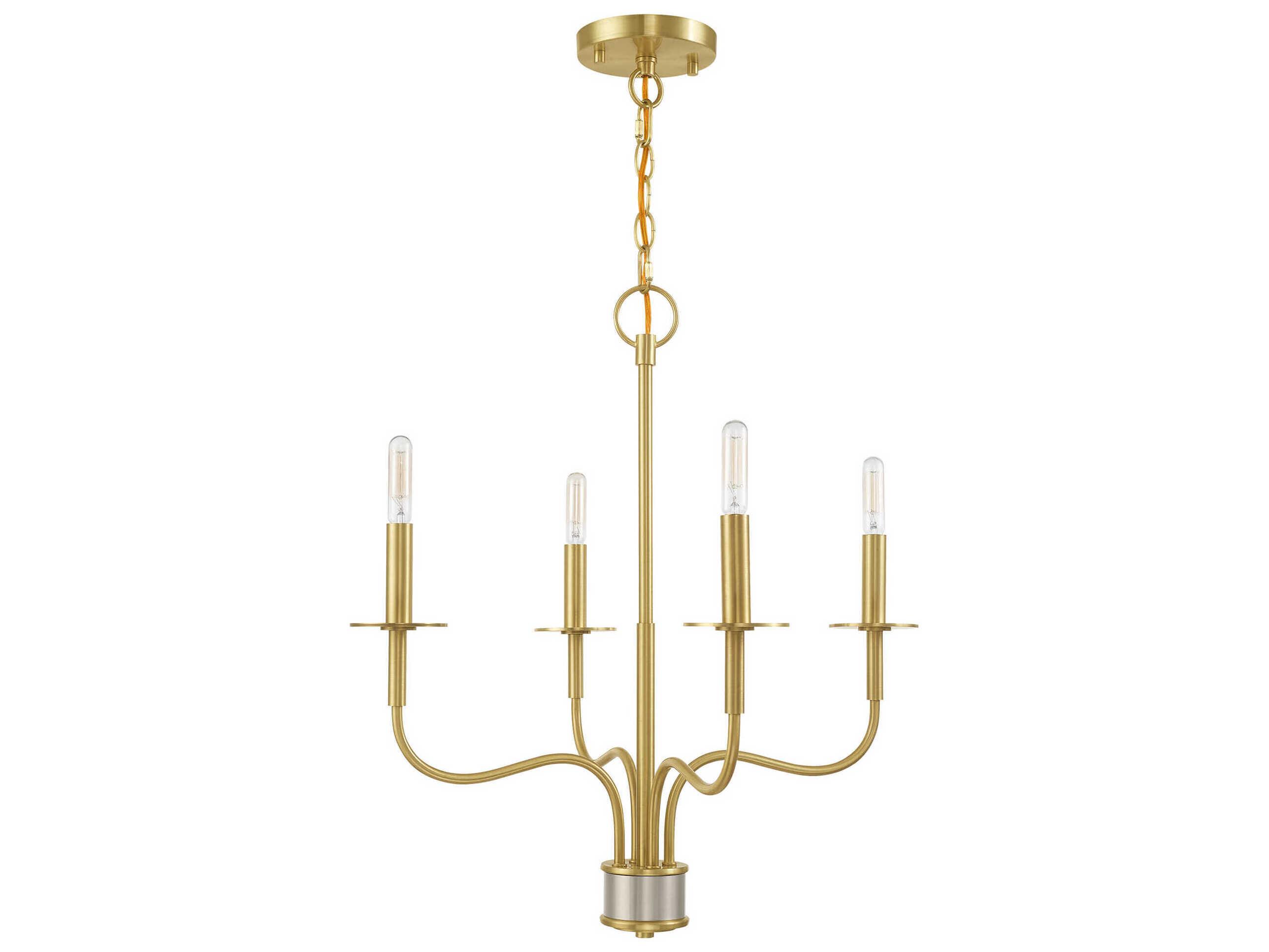 Livex Lighting Lisbon 4-Light Satin Brass Candelabra Chandelier