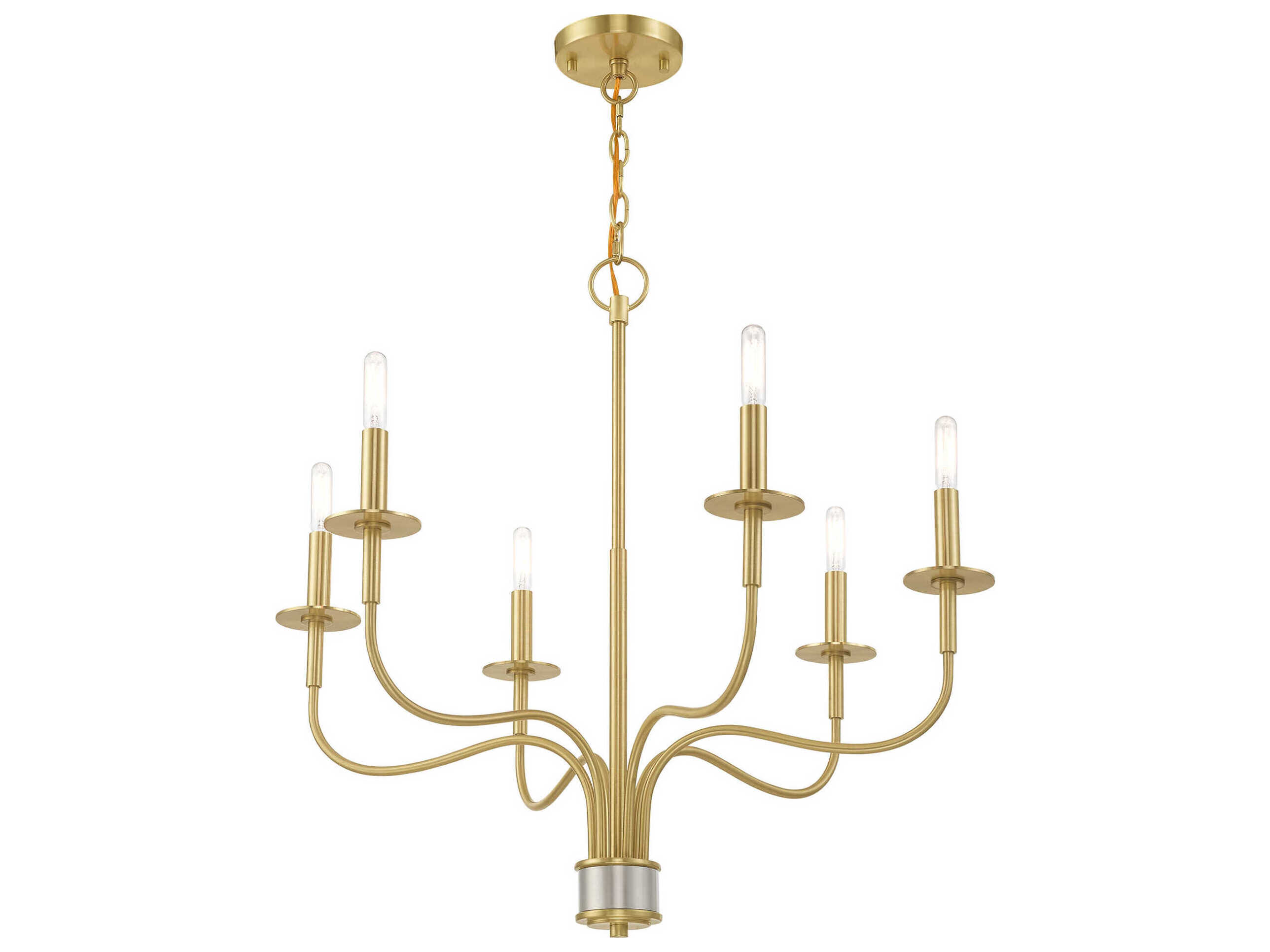Livex Lighting Lisbon 6-Light Satin Brass Candelabra Chandelier