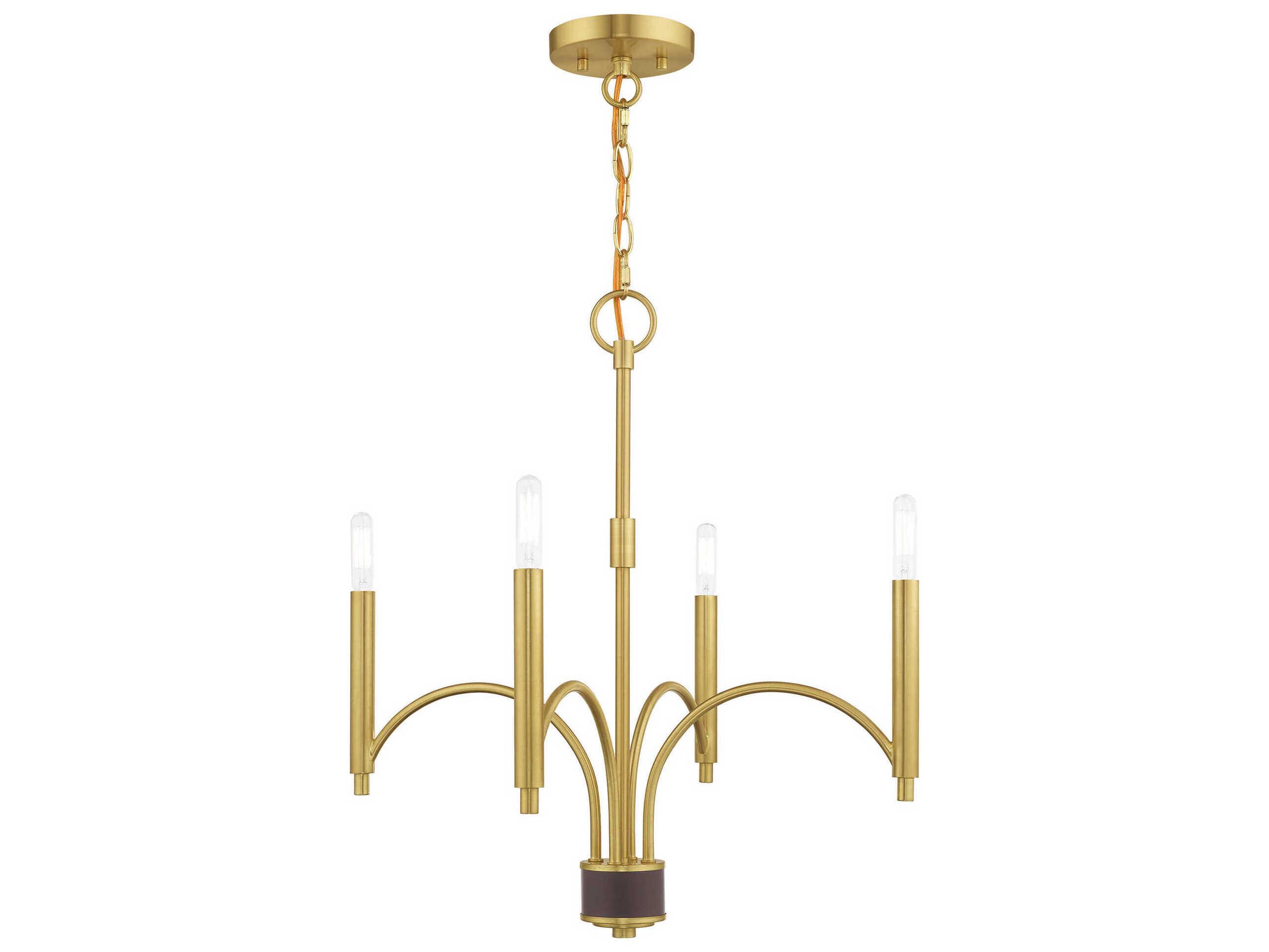 Livex Lighting Wisteria 4-Light Satin Brass Candelabra Chandelier