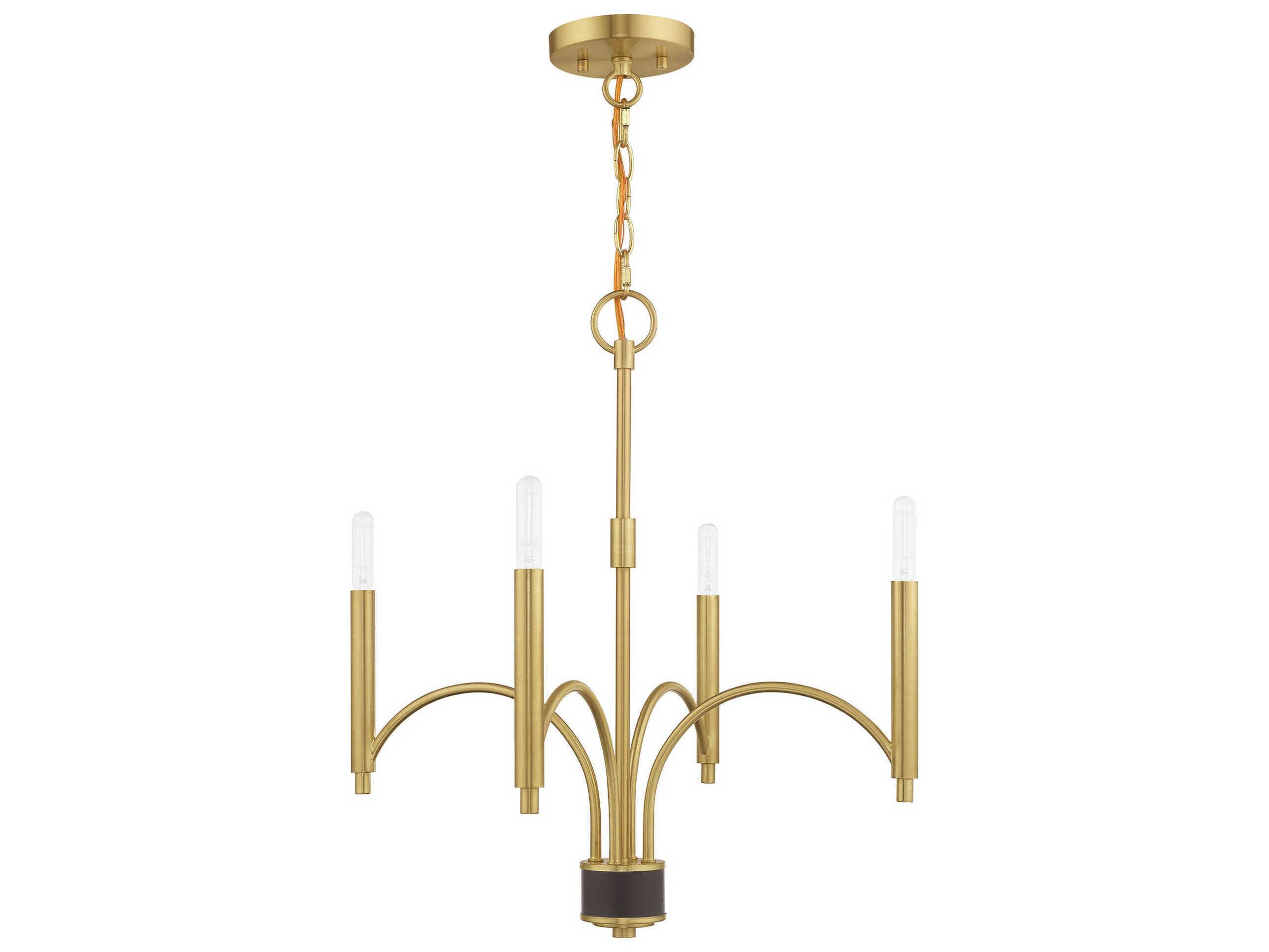 Livex Lighting Wisteria 4-Light Satin Brass Candelabra Chandelier