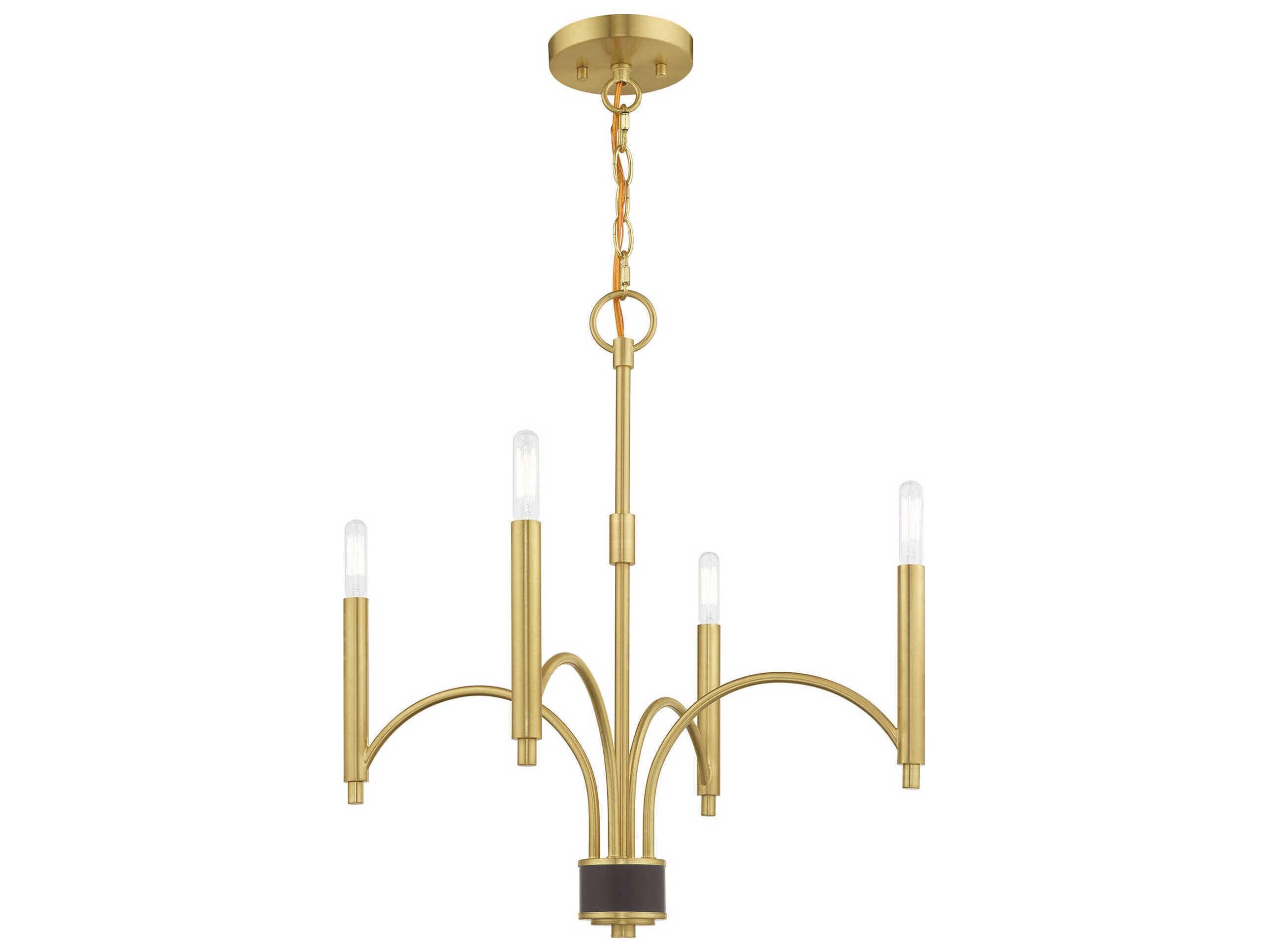 Livex Lighting Wisteria 4-Light Satin Brass Candelabra Chandelier