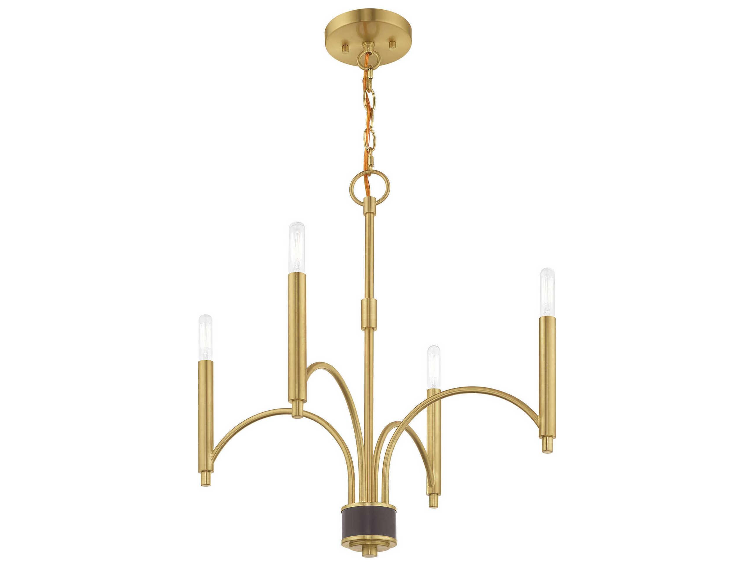 Livex Lighting Wisteria 4-Light Satin Brass Candelabra Chandelier