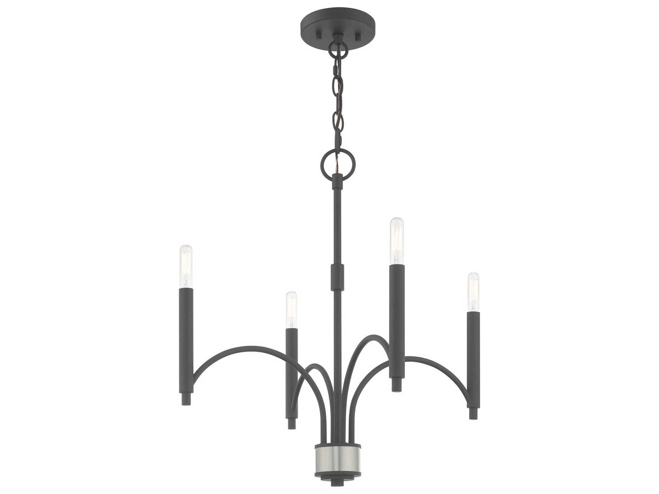Livex Lighting Wisteria 4-Light Scandinavian Gray Candelabra Chandelier