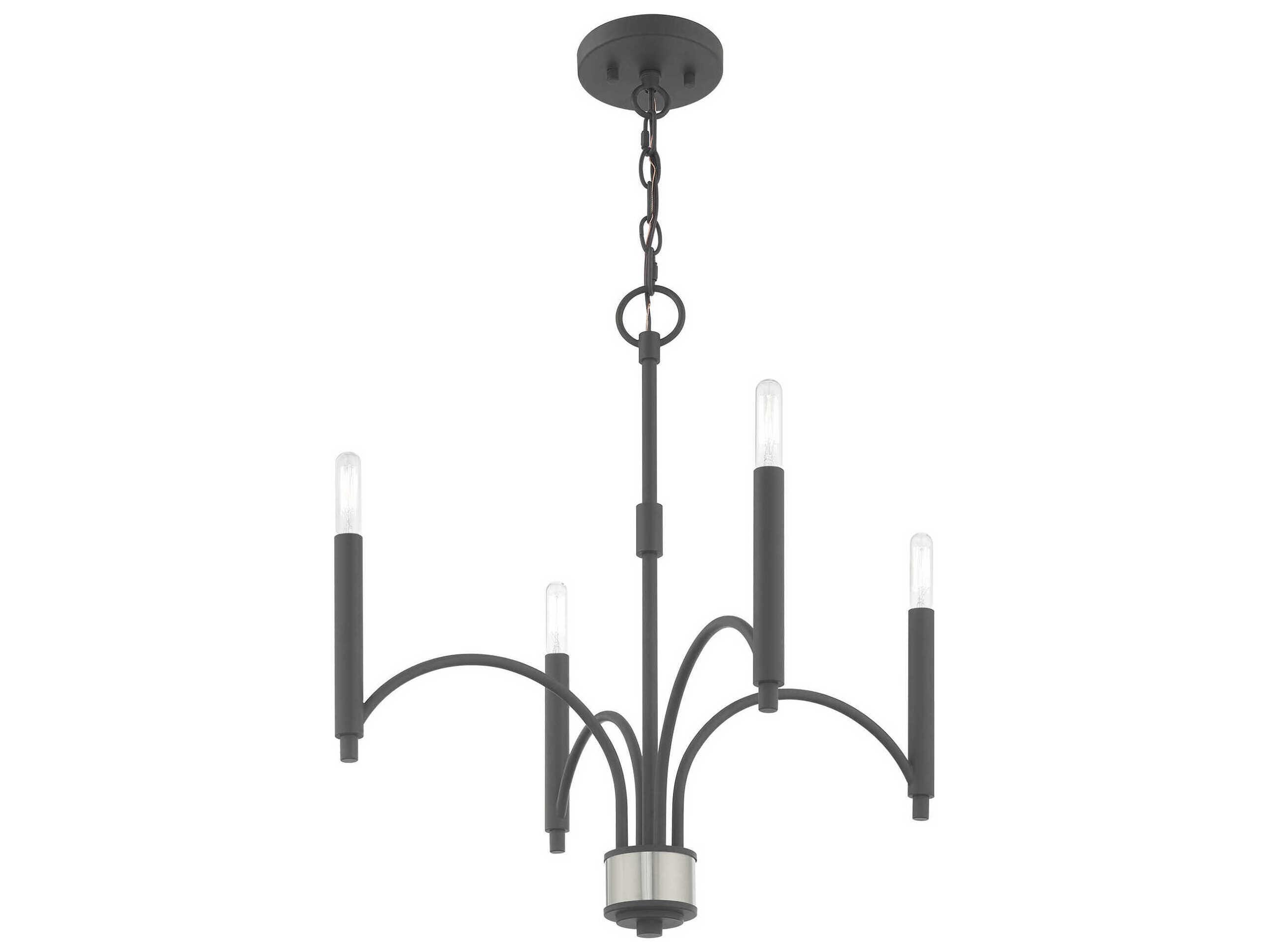 Livex Lighting Wisteria 4-Light Scandinavian Gray Candelabra Chandelier