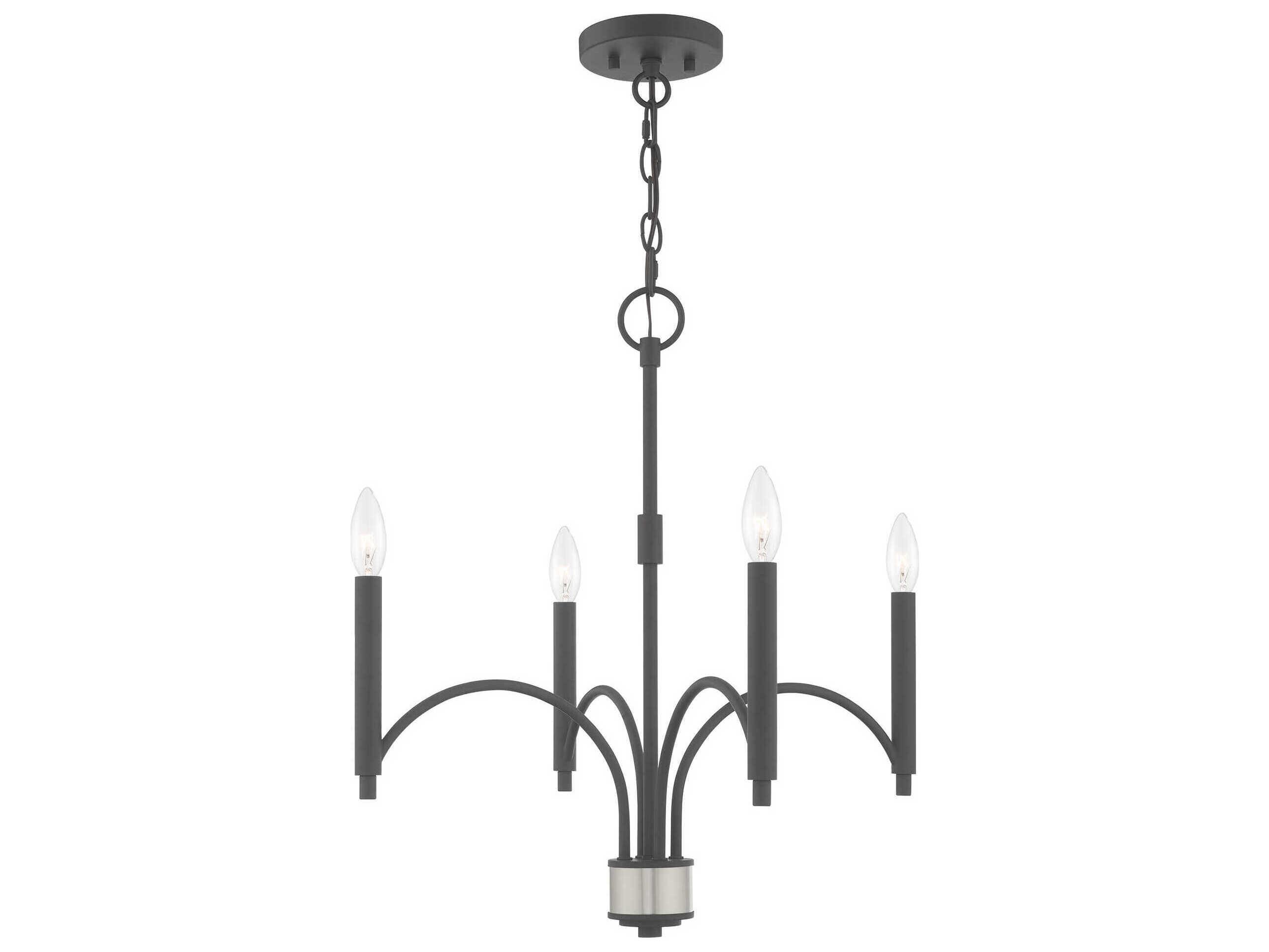 Livex Lighting Wisteria 4-Light Scandinavian Gray Candelabra Chandelier